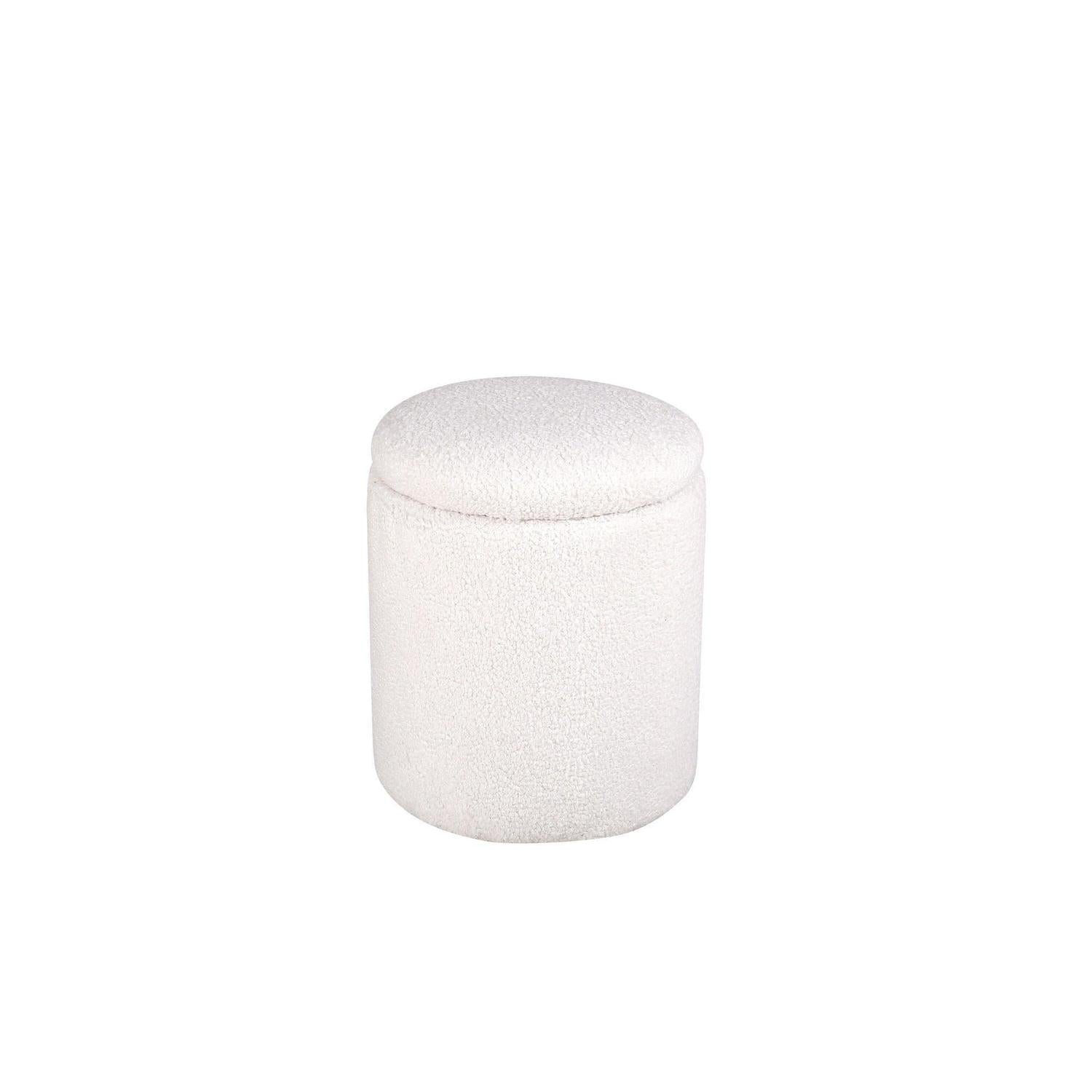 Pouf Limpen aus Teddy Bouclé Ø32cm - Weiß-Poufs-Venture Home-le canapé
