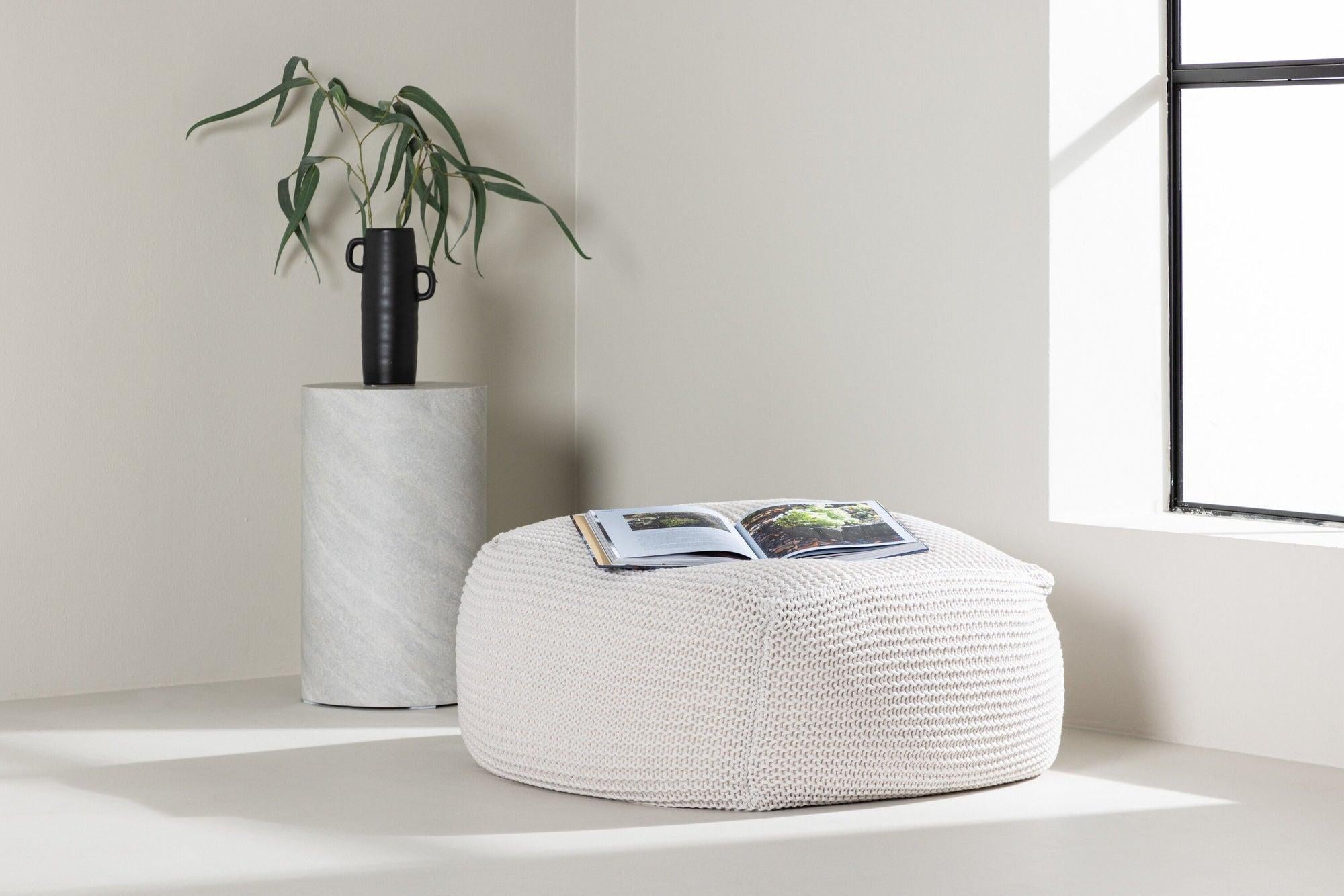 Pouf Luca 60*60cm - Weiß/Beige-Pouf-Venture Home-le canapé