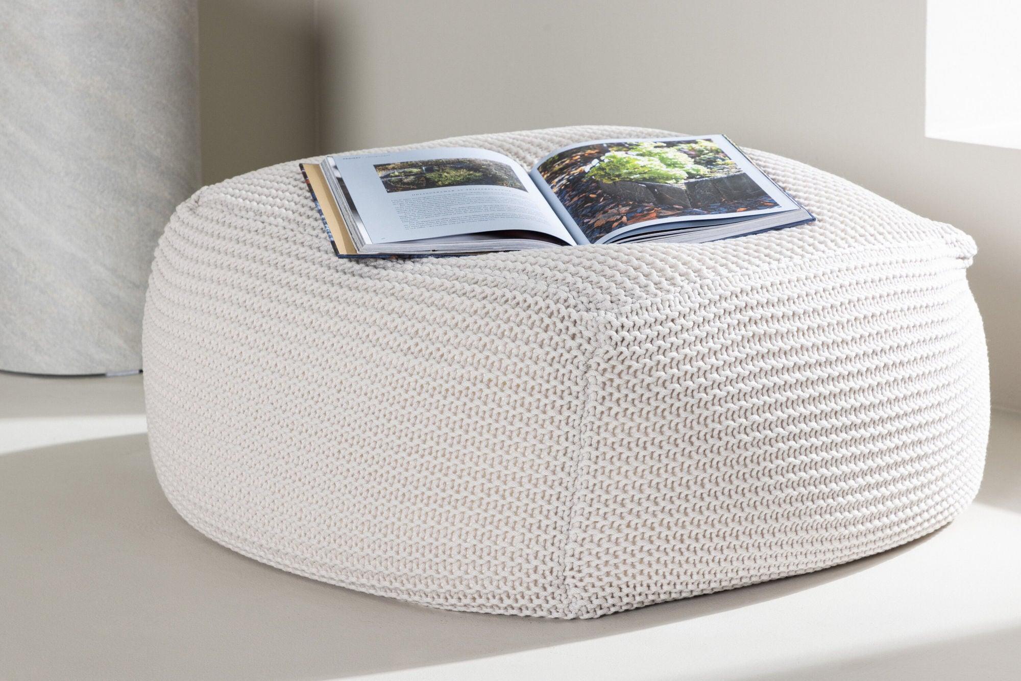 Pouf Luca 60*60cm - Weiß/Beige-Poufs-Venture Home-le canapé