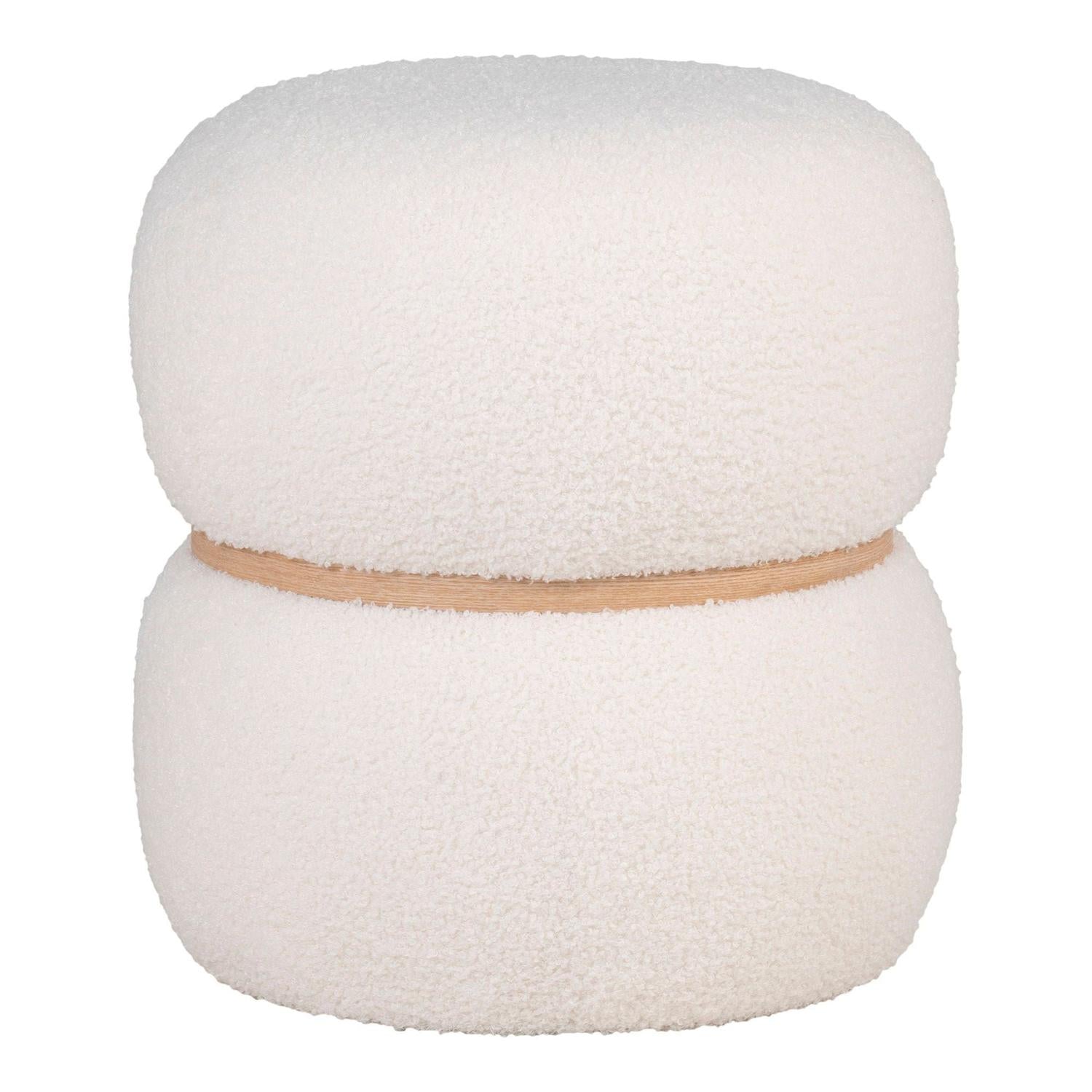 Pouf Milford aus Teddy - Bouclé - WeißPouf