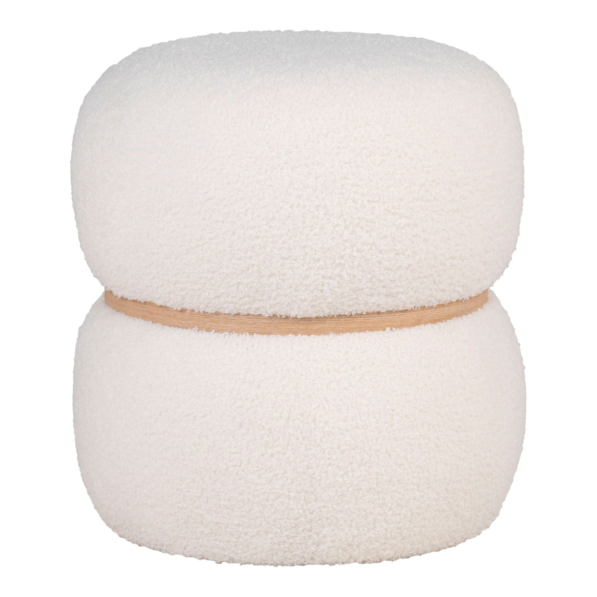 Pouf Milford aus Teddy - Bouclé - WeißPouf