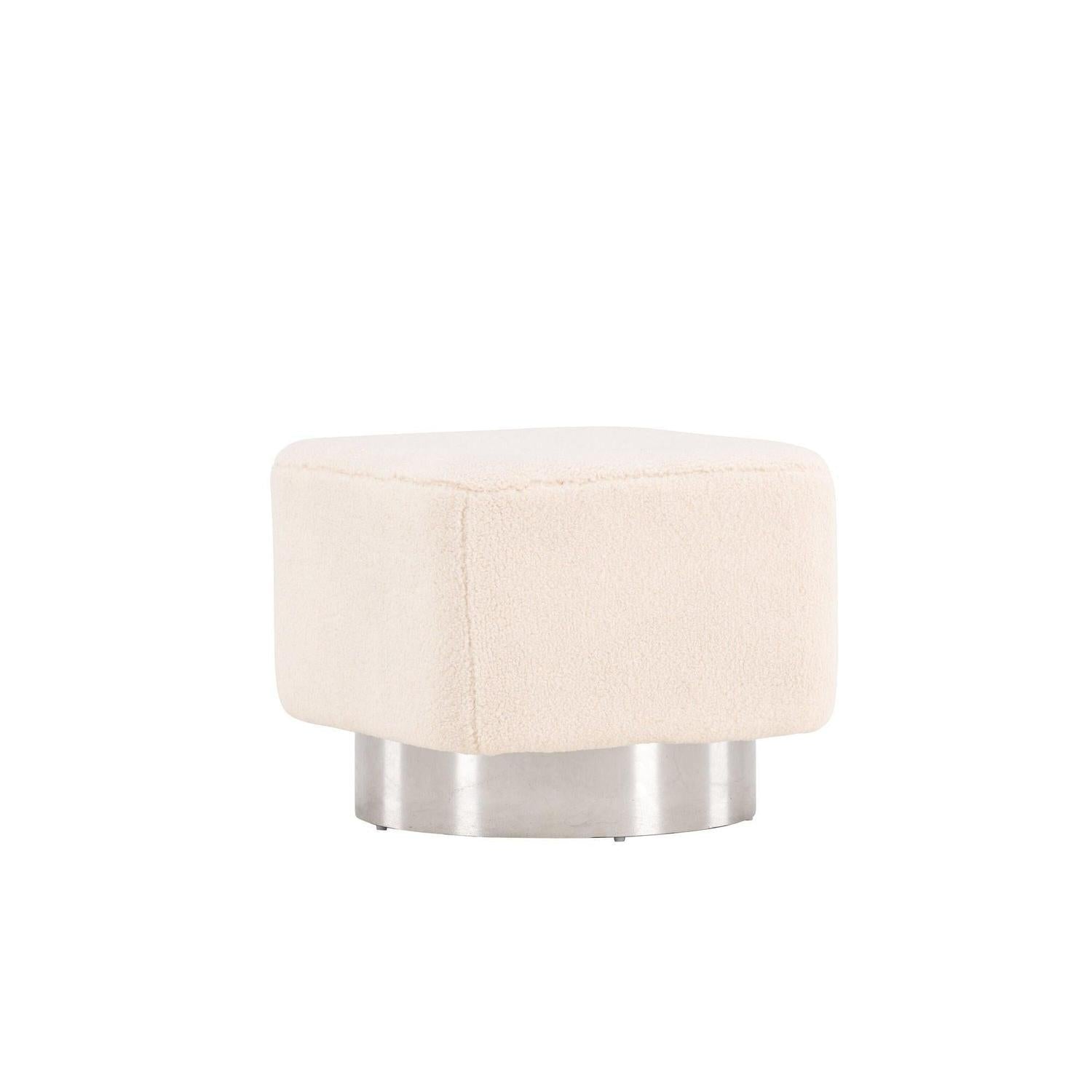 Pouf Newton aus Fleece - Kalkweiß & Silber-Pouf-Venture Home-le canapé