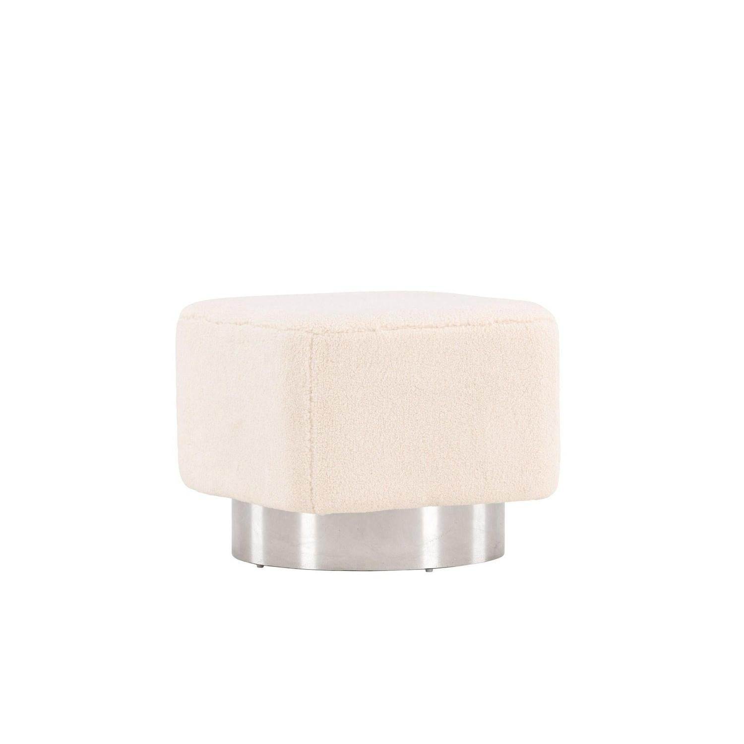 Pouf Newton aus Fleece - Kalkweiß & Silber-Pouf-Venture Home-le canapé