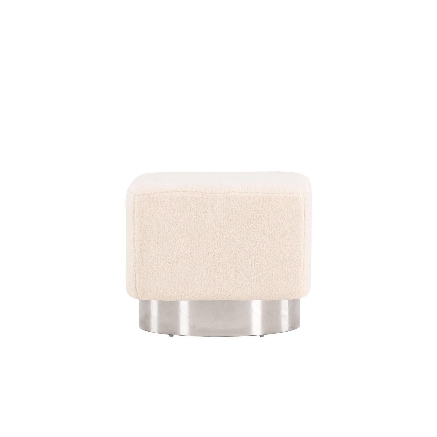 Pouf Newton aus Fleece - Kalkweiß & Silber-Pouf-Venture Home-le canapé