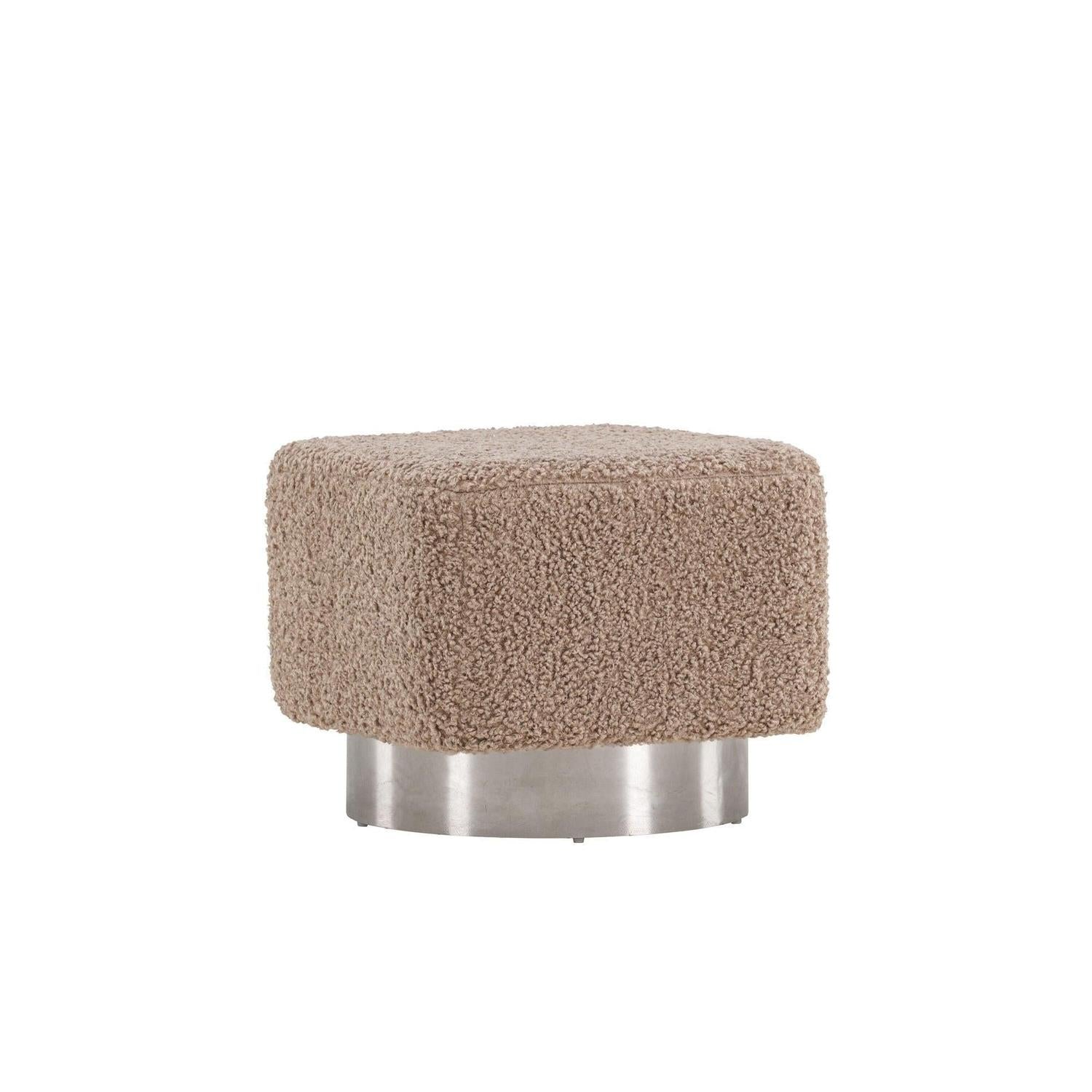 Pouf Newton aus Teddy Bouclé 45*45cm - Beige & Silber-Pouf-Venture Home-le canapé