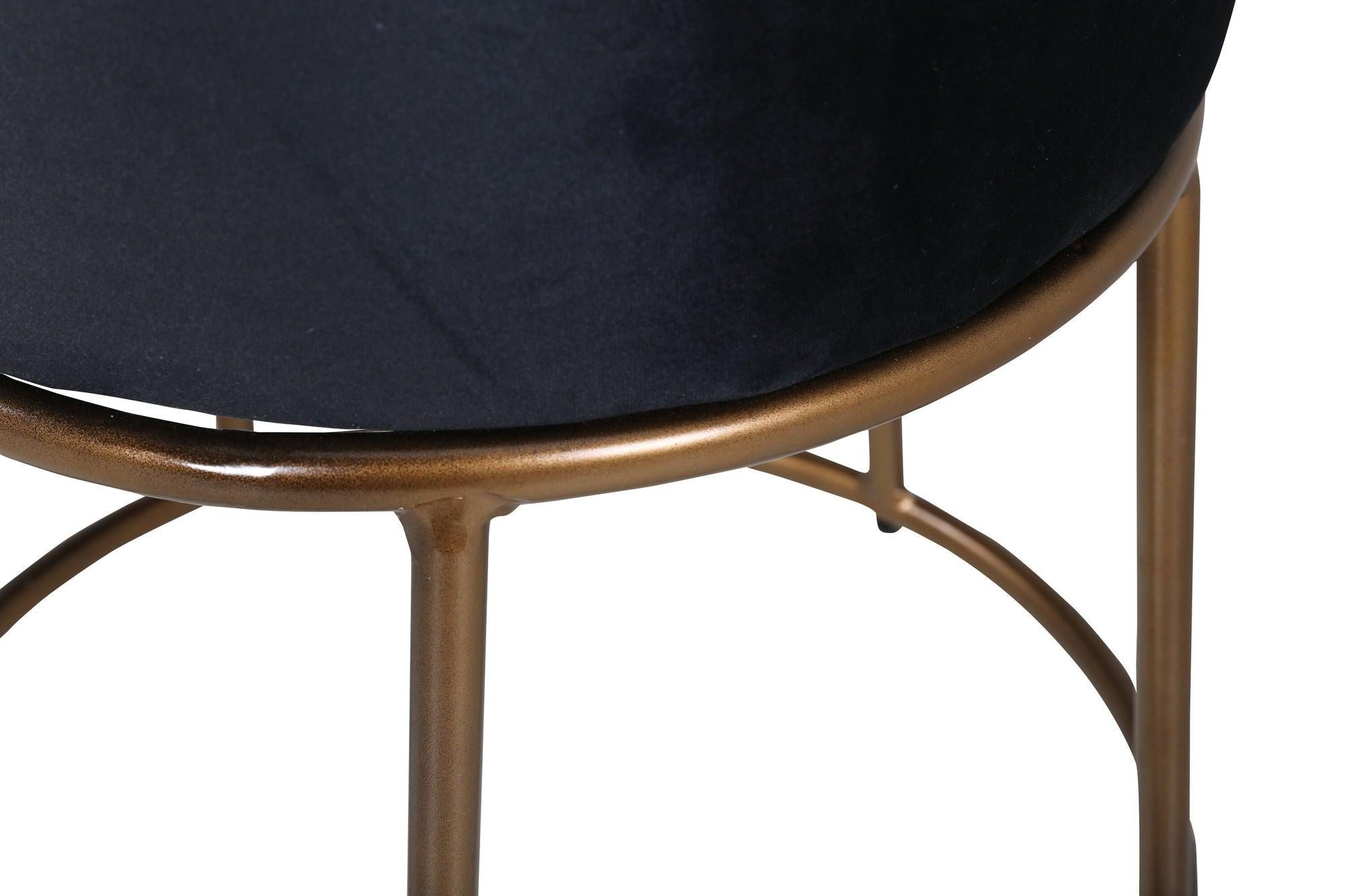 Pouf Petra aus Samt - Schwarz & Kupfer-Hocker-Venture Home-le canapé