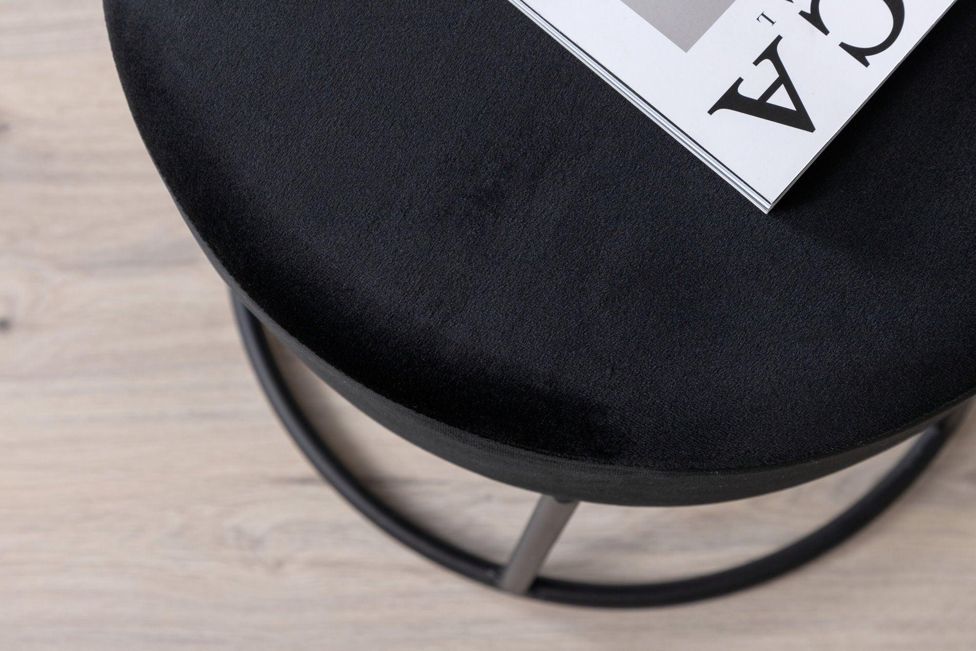 Pouf Petra Ø46cm aus Samt - Schwarz-Hocker-Venture Home-le canapé