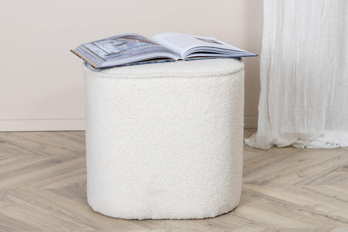 Pouf Piff aus Stoff Teddystoff - Weiß-Poufs-Venture Home-le canapé