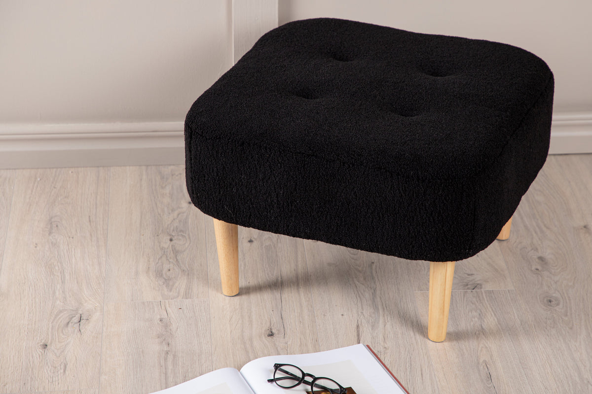 Pouf Salina aus Teddy Bouclé - Schwarz-Poufs-Venture Home-le canapé