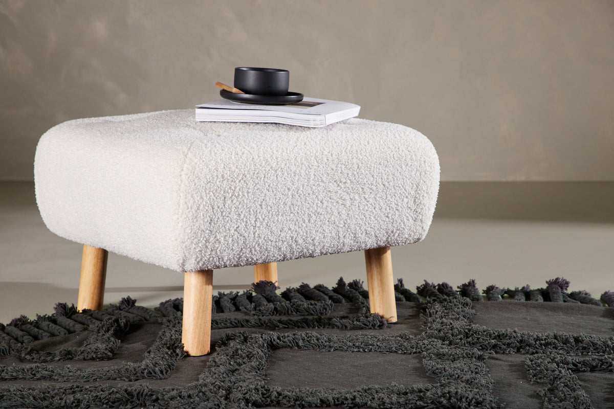 Pouf Salina aus Stoff Teddy - Weiß-Poufs-Venture Home-le canapé
