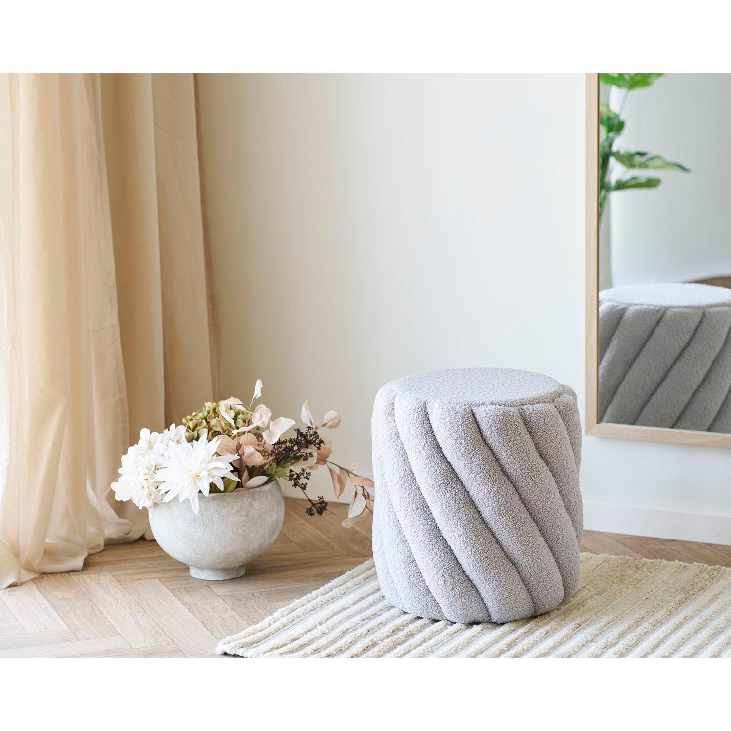 Pouf Sana Ø38cm aus Bouclé - Grau-Poufs-House Nordic-le canapé
