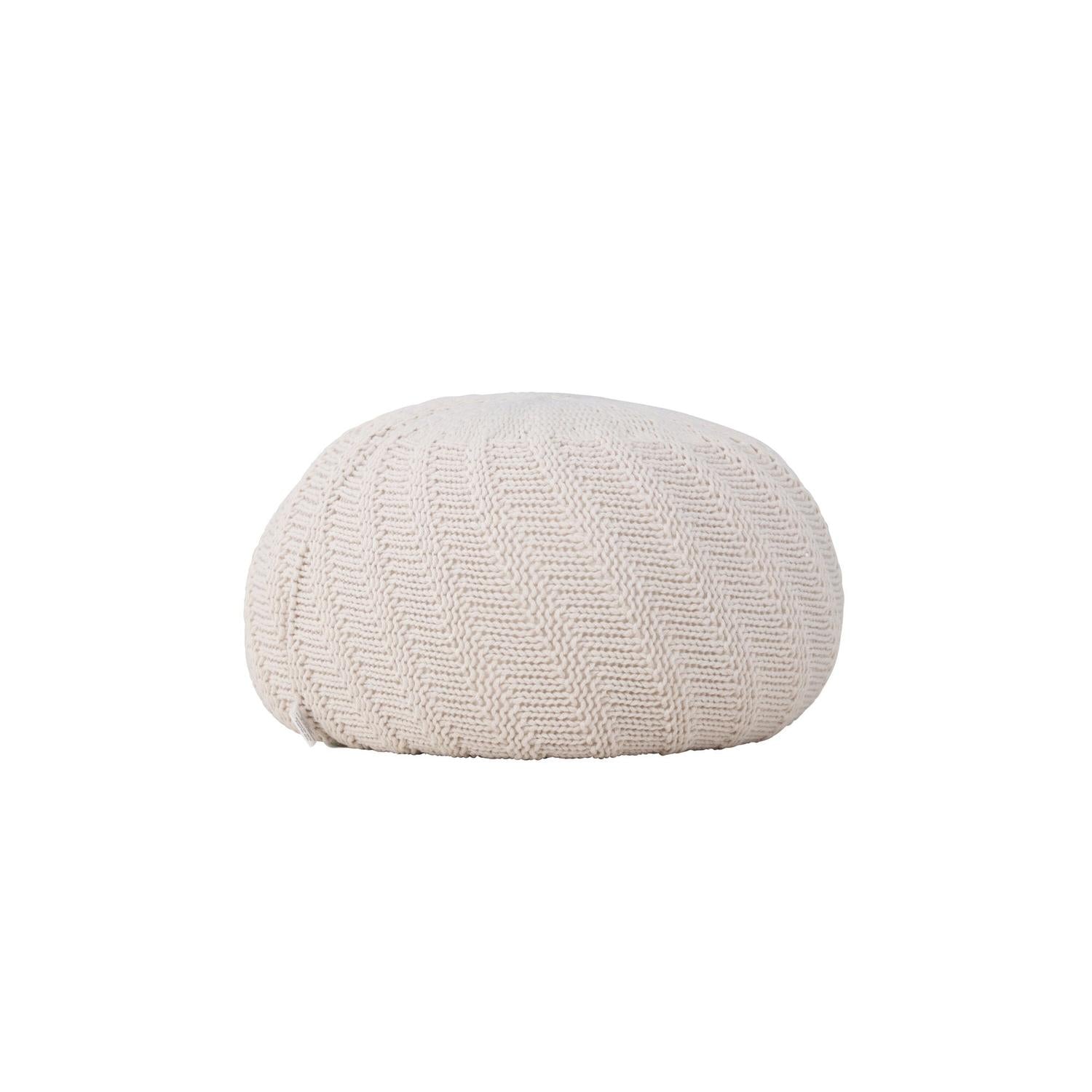 Pouf Ted Ø45cm - Cremeweiß-Strickpouf-Venture Home-le canapé