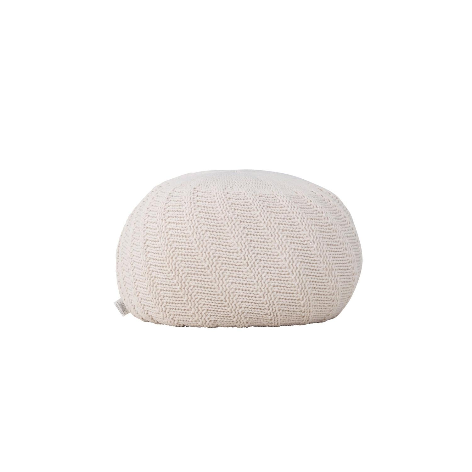 Pouf Ted Ø45cm - Cremeweiß-Strickpouf-Venture Home-le canapé