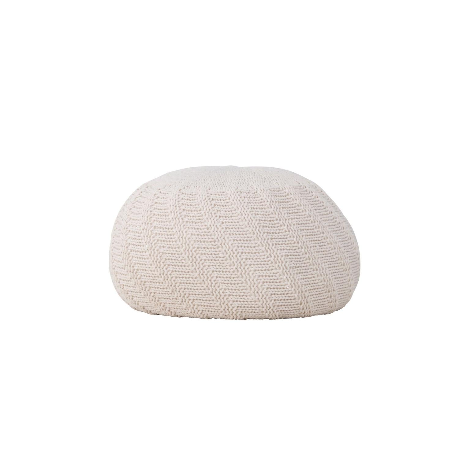 Pouf Ted Ø45cm - Cremeweiß-Strickpouf-Venture Home-le canapé
