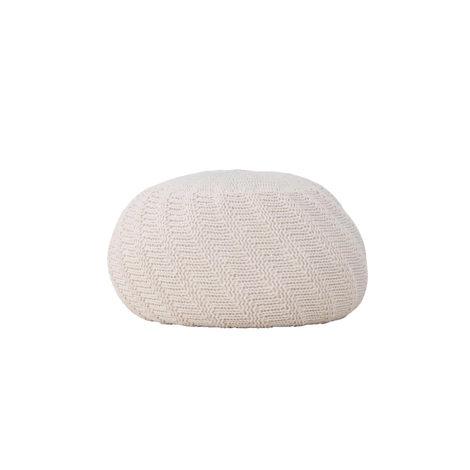 Pouf Ted Ø45cm - Cremeweiß-Strickpouf-Venture Home-le canapé