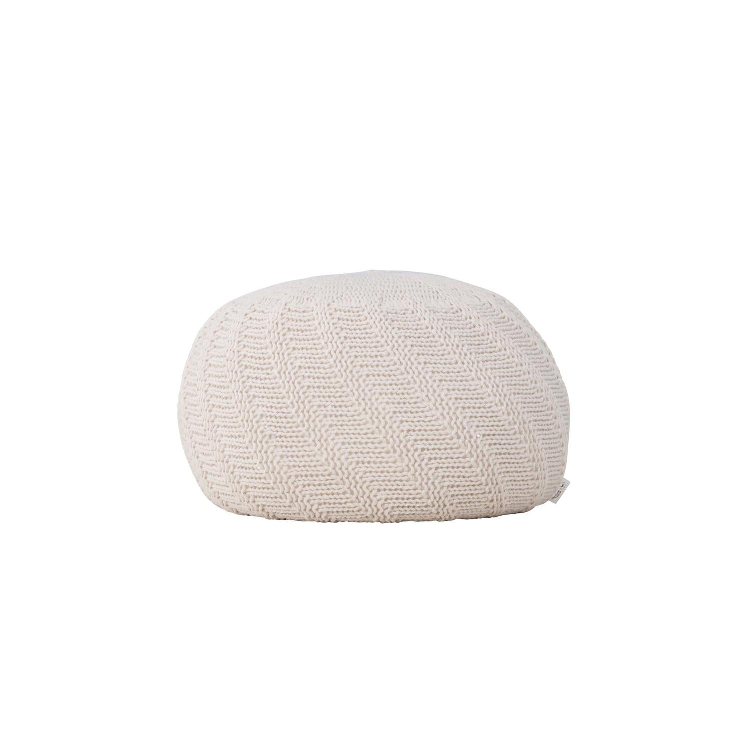 Pouf Ted Ø45cm - Cremeweiß-Strickpouf-Venture Home-le canapé