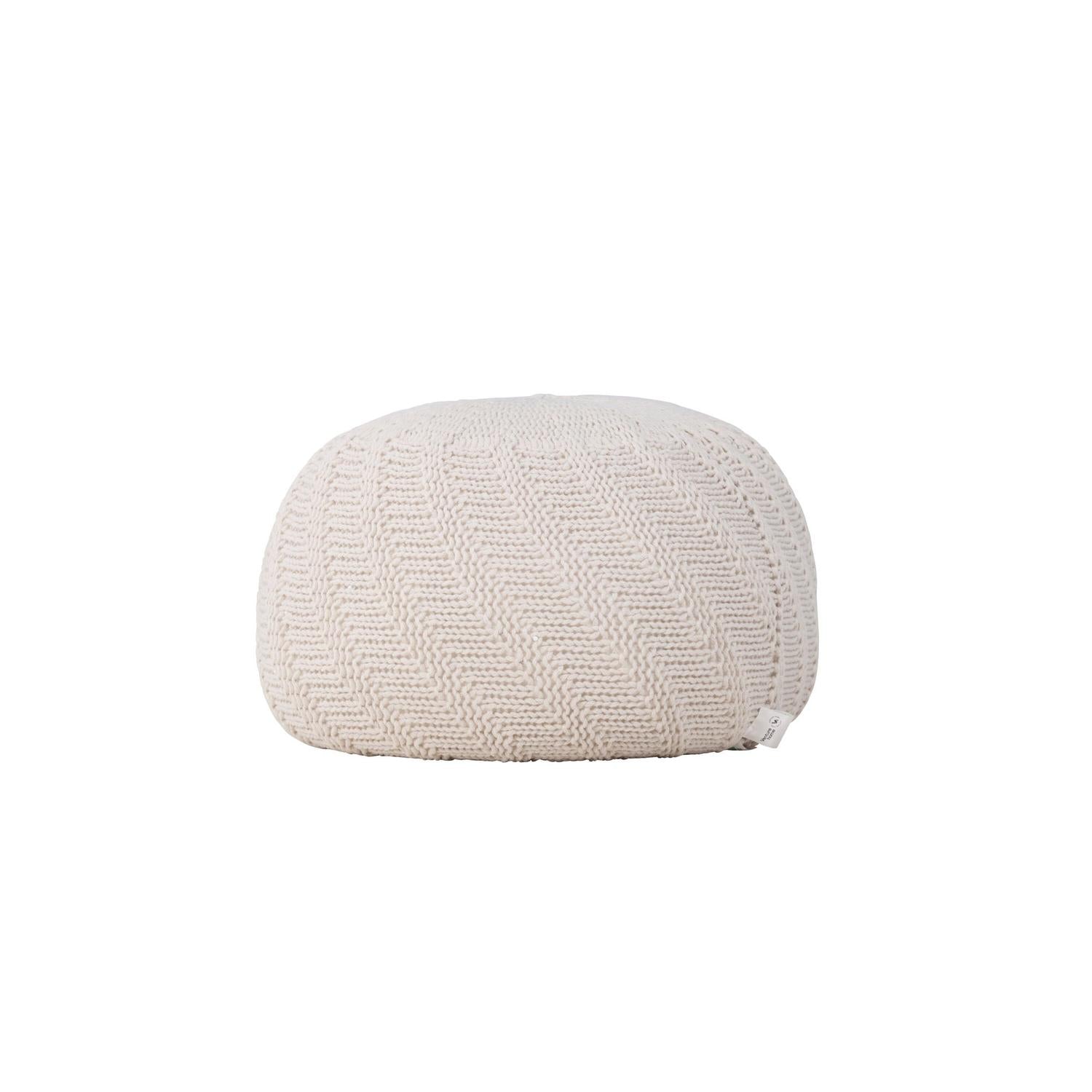 Pouf Ted Ø45cm - Cremeweiß-Strickpouf-Venture Home-le canapé
