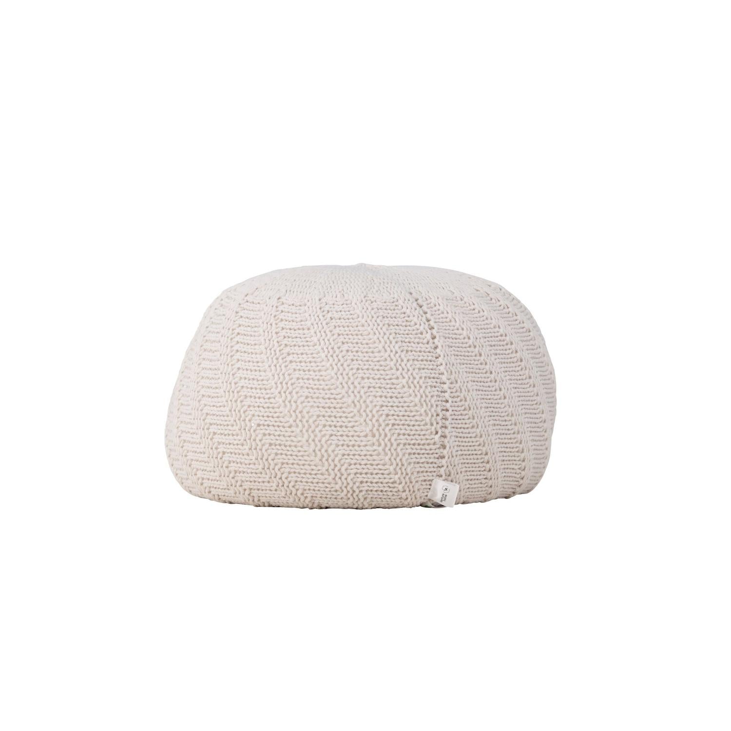 Pouf Ted Ø45cm - Cremeweiß-Strickpouf-Venture Home-le canapé