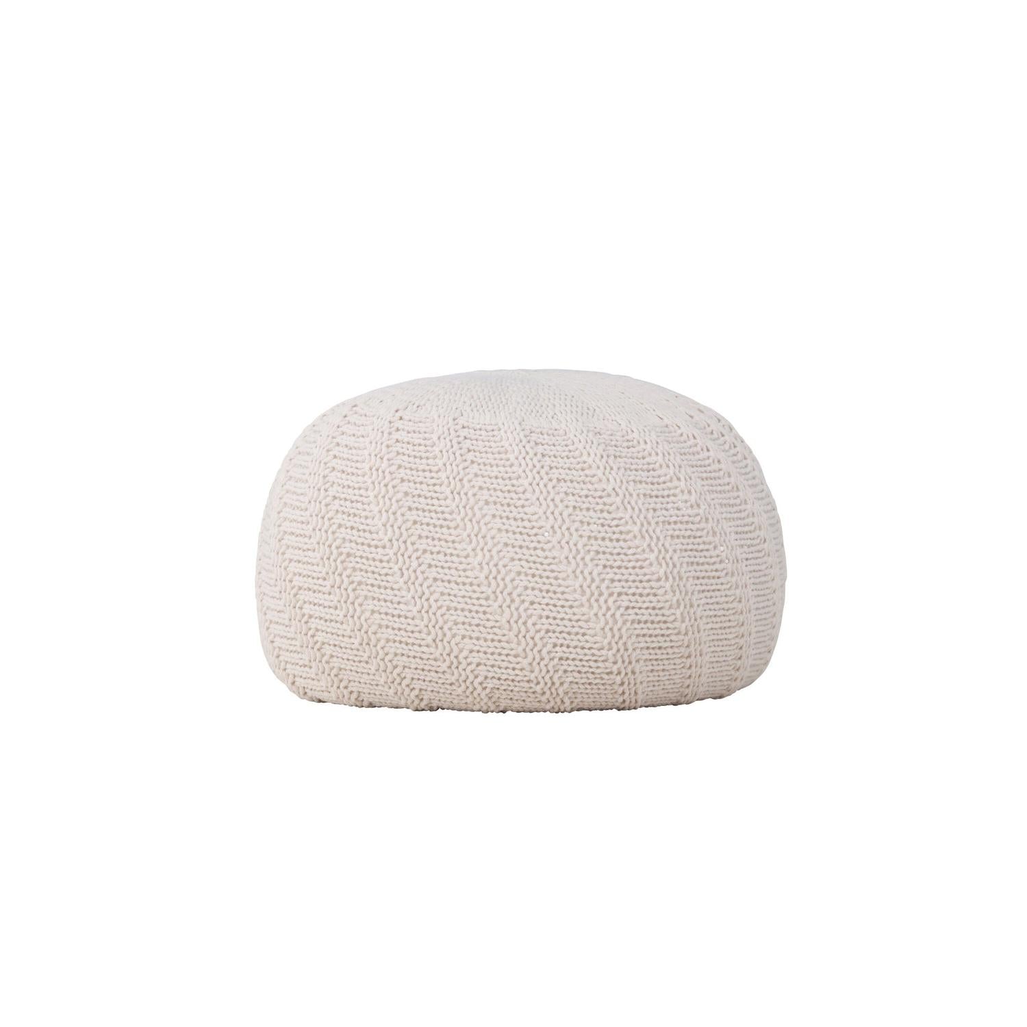 Pouf Ted Ø45cm - Cremeweiß-Strickpoufs-Venture Home-le canapé