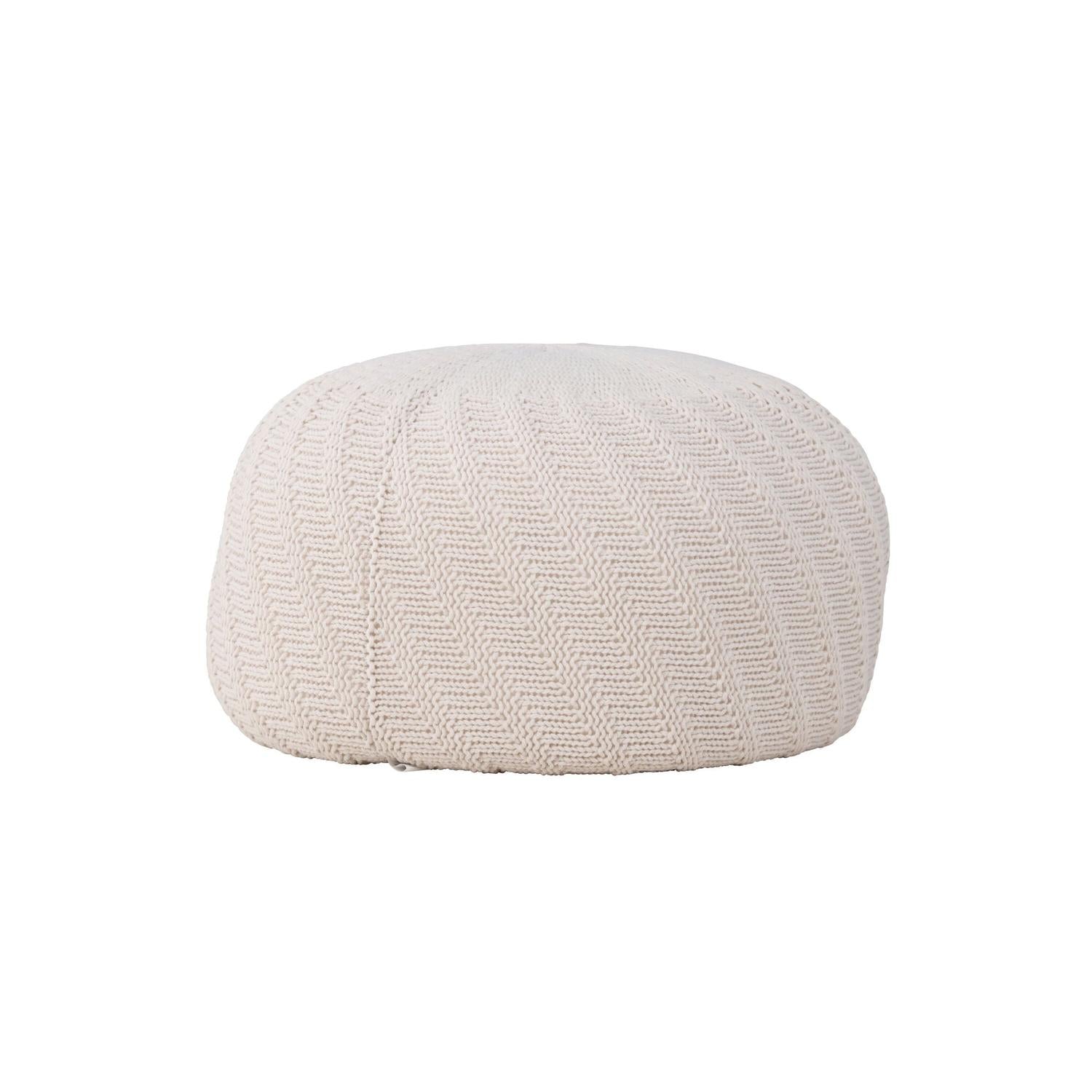 Pouf Ted Ø60cm - Cremeweiß-Strickpouf-Venture Home-le canapé