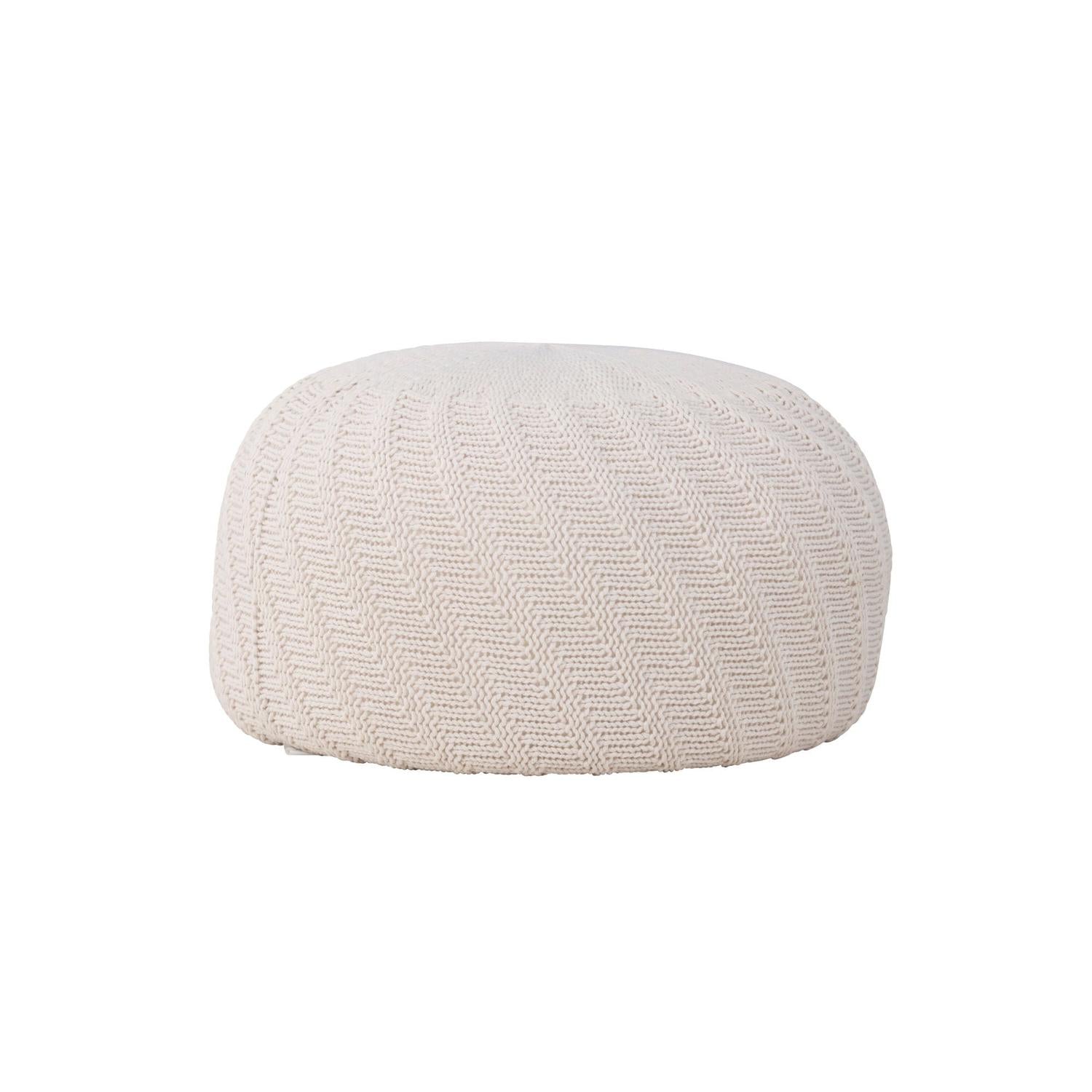 Pouf Ted Ø60cm - Cremeweiß-Strickpouf-Venture Home-le canapé
