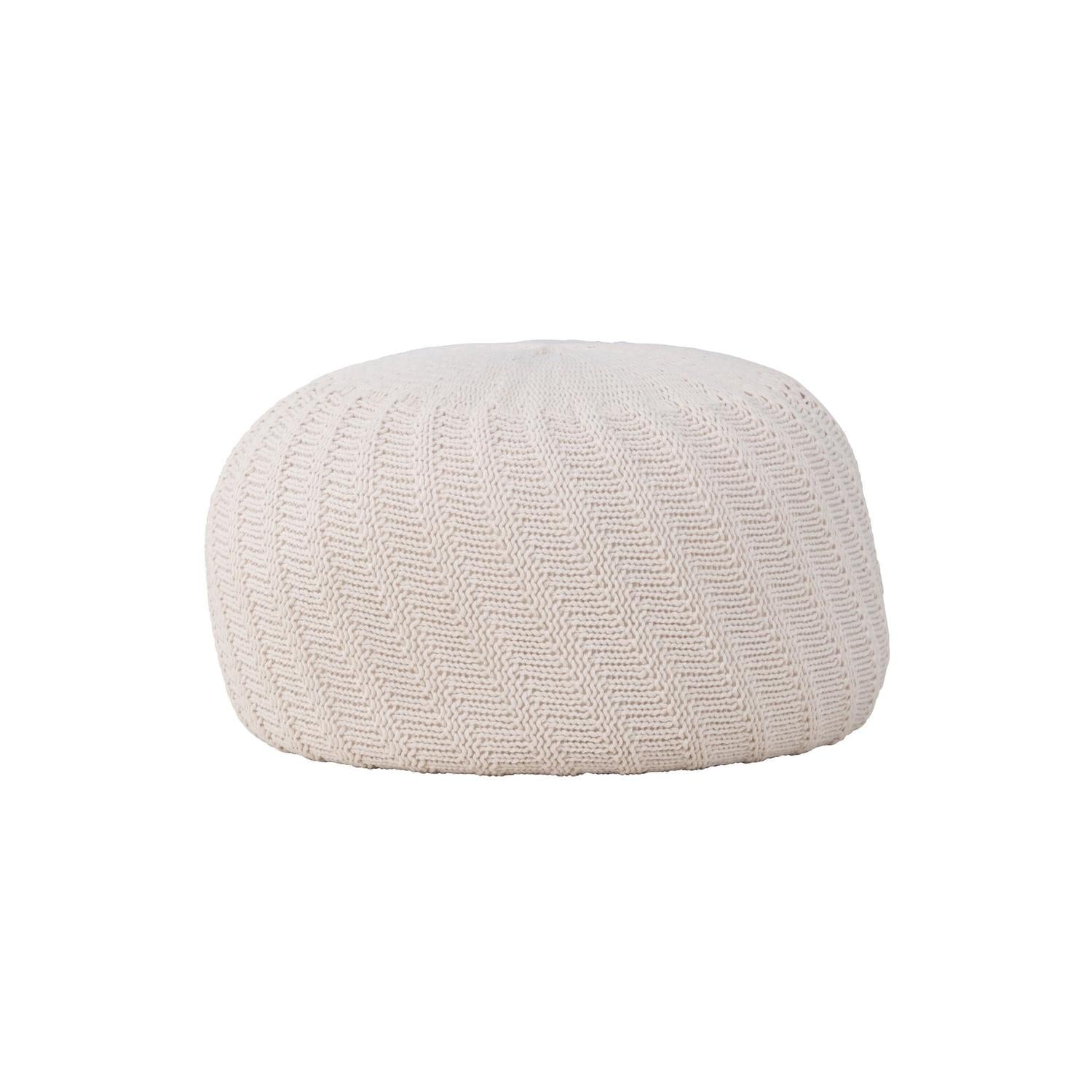 Pouf Ted Ø60cm - Cremeweiß-Strickpouf-Venture Home-le canapé