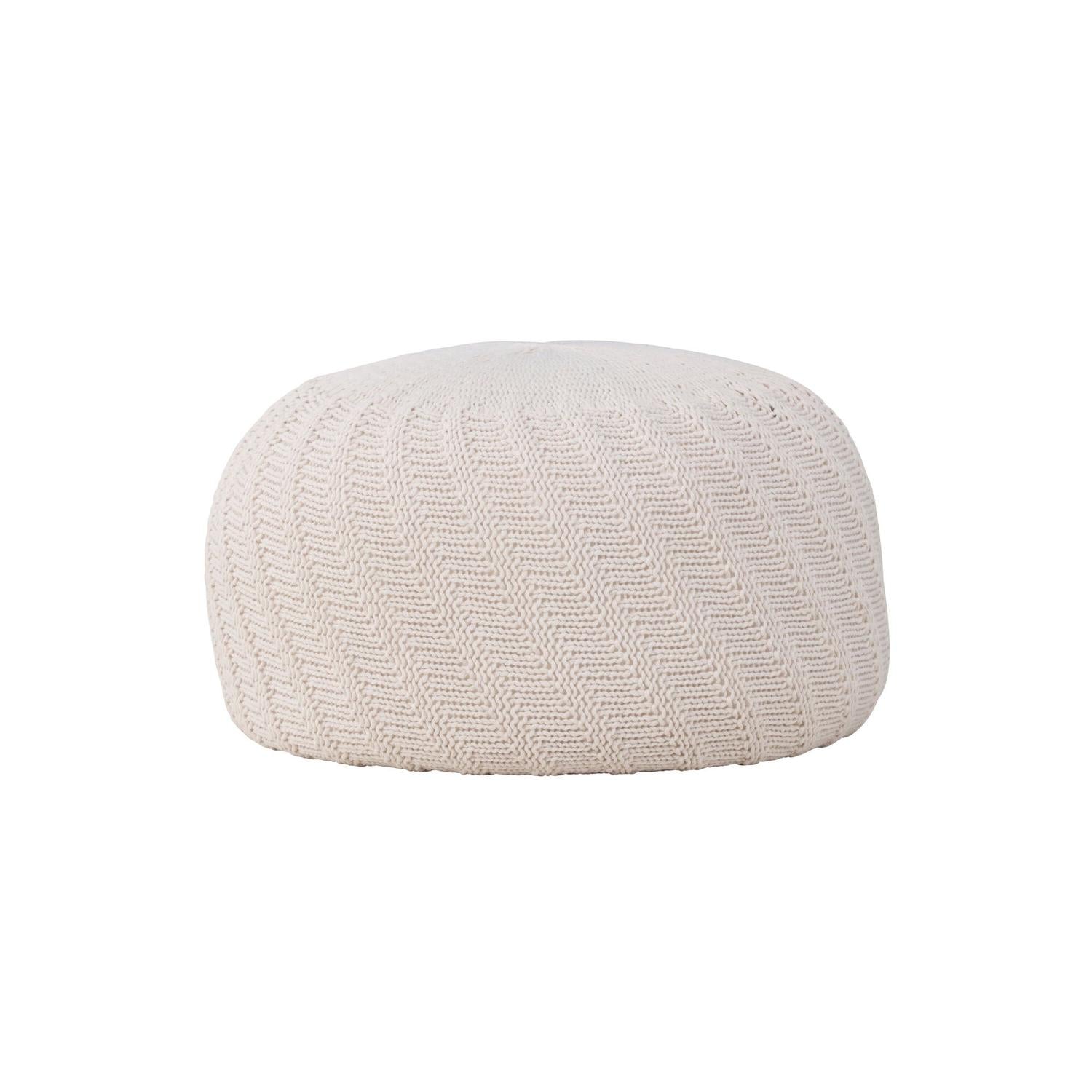 Pouf Ted Ø60cm - Cremeweiß-Strickpouf-Venture Home-le canapé