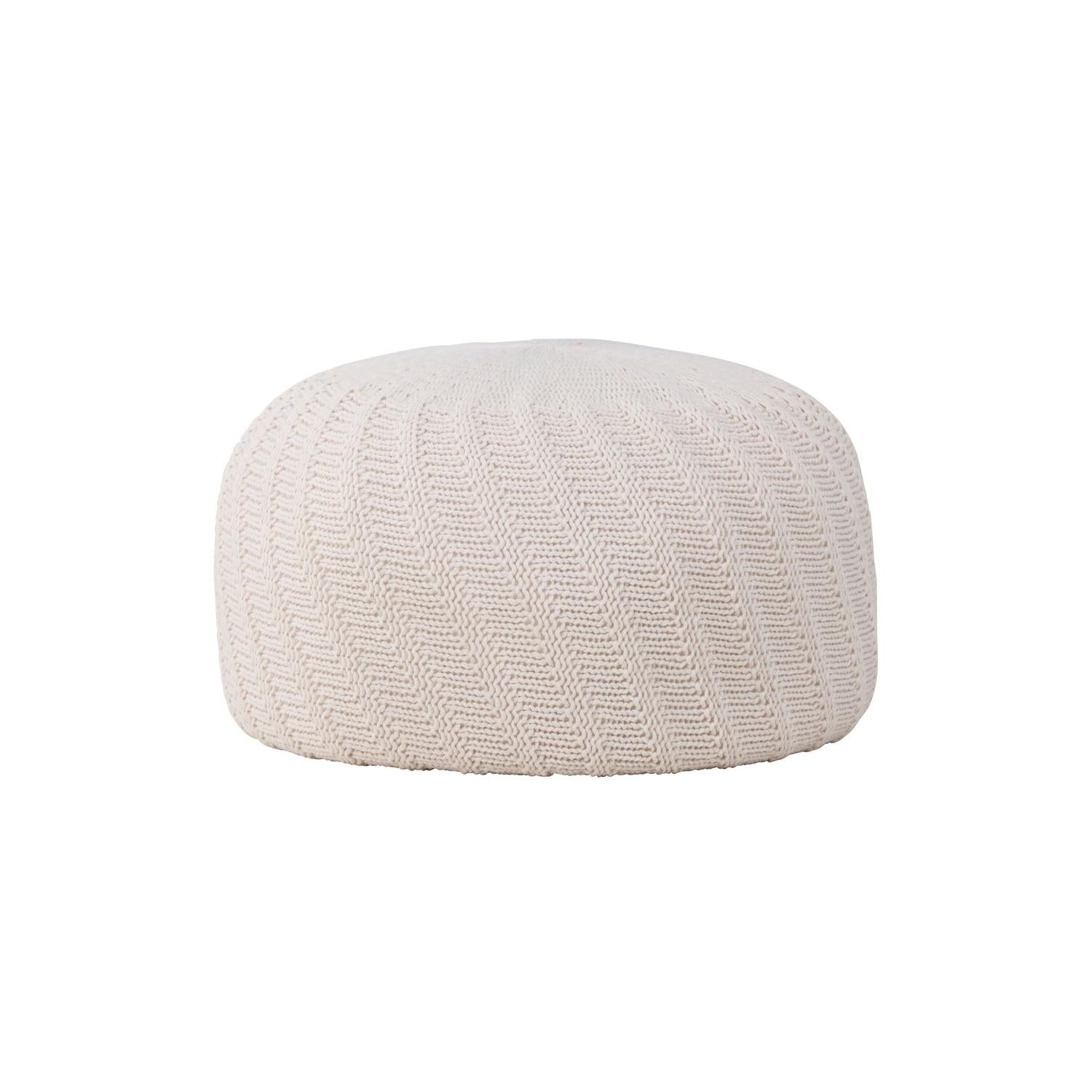 Pouf Ted Ø60cm - Cremeweiß-Strickpoufs-Venture Home-le canapé