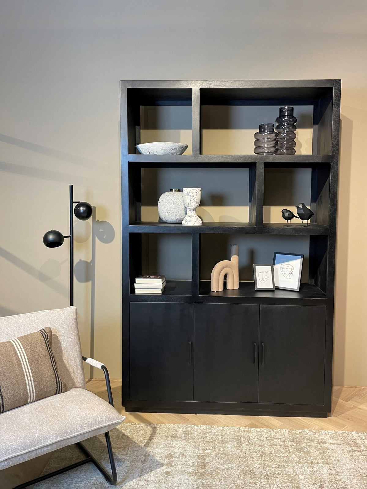 Regal Jaxx 230cm aus Massivholz - Schwarz-Regale-Livingfurn-le canapé