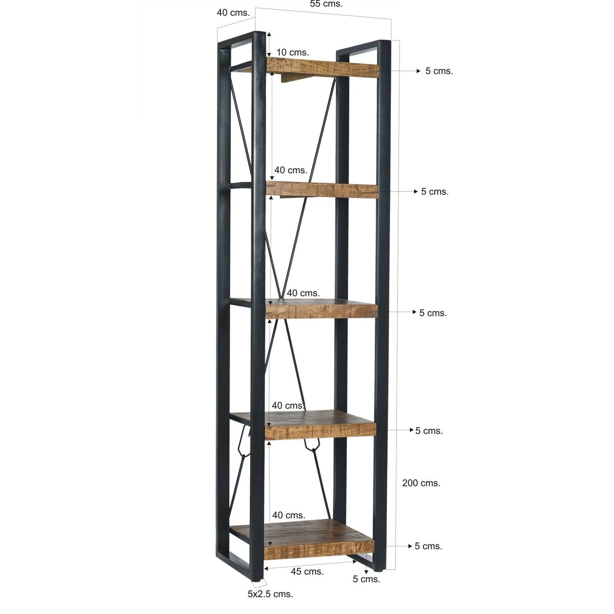 Regal Nairobi 200cm aus Massivholz - Braun-Regale-Livingfurn-le canapé