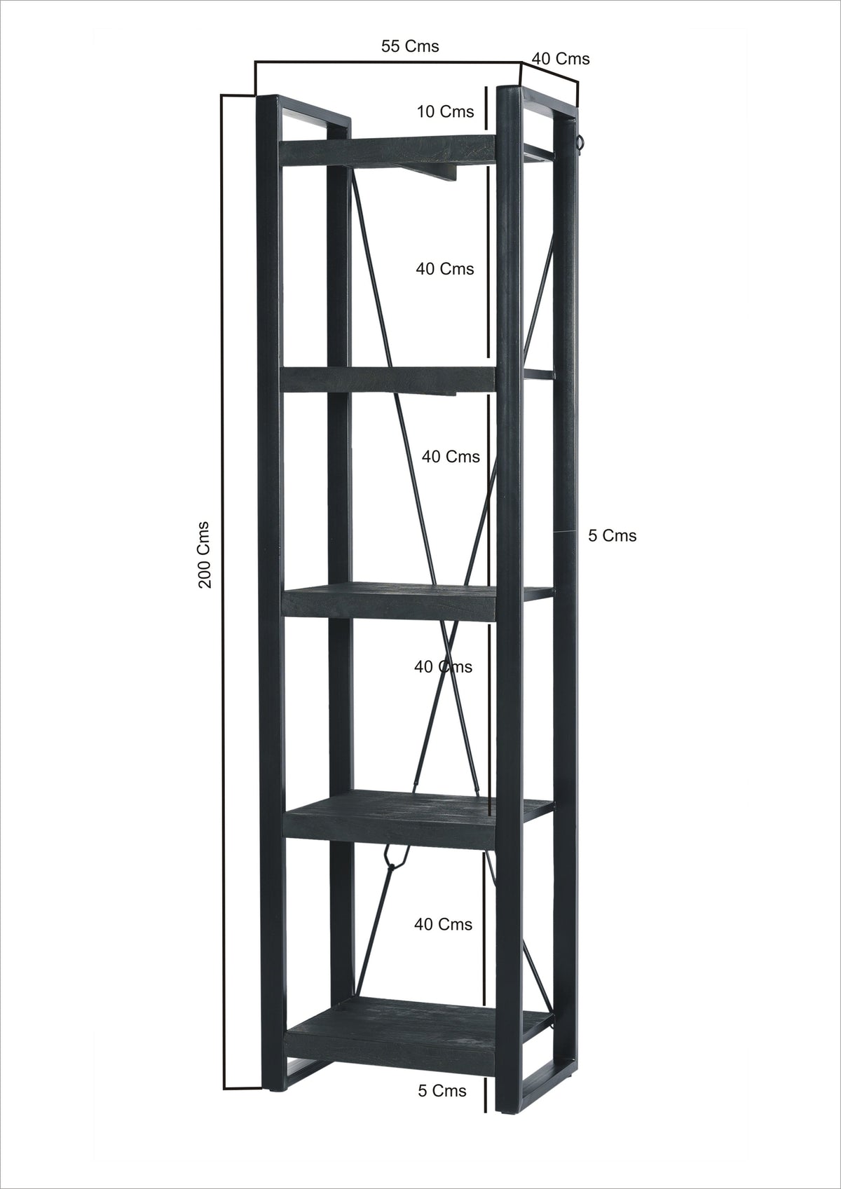 Regal Norris 200cm aus Massivholz - Schwarz-Regale-Livingfurn-le canapé