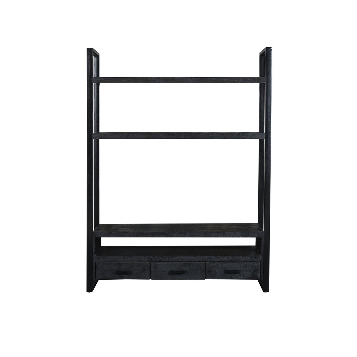 Regalwand Norris 200cm aus Massivholz - Schwarz-Regalwände-Livingfurn-le canapé