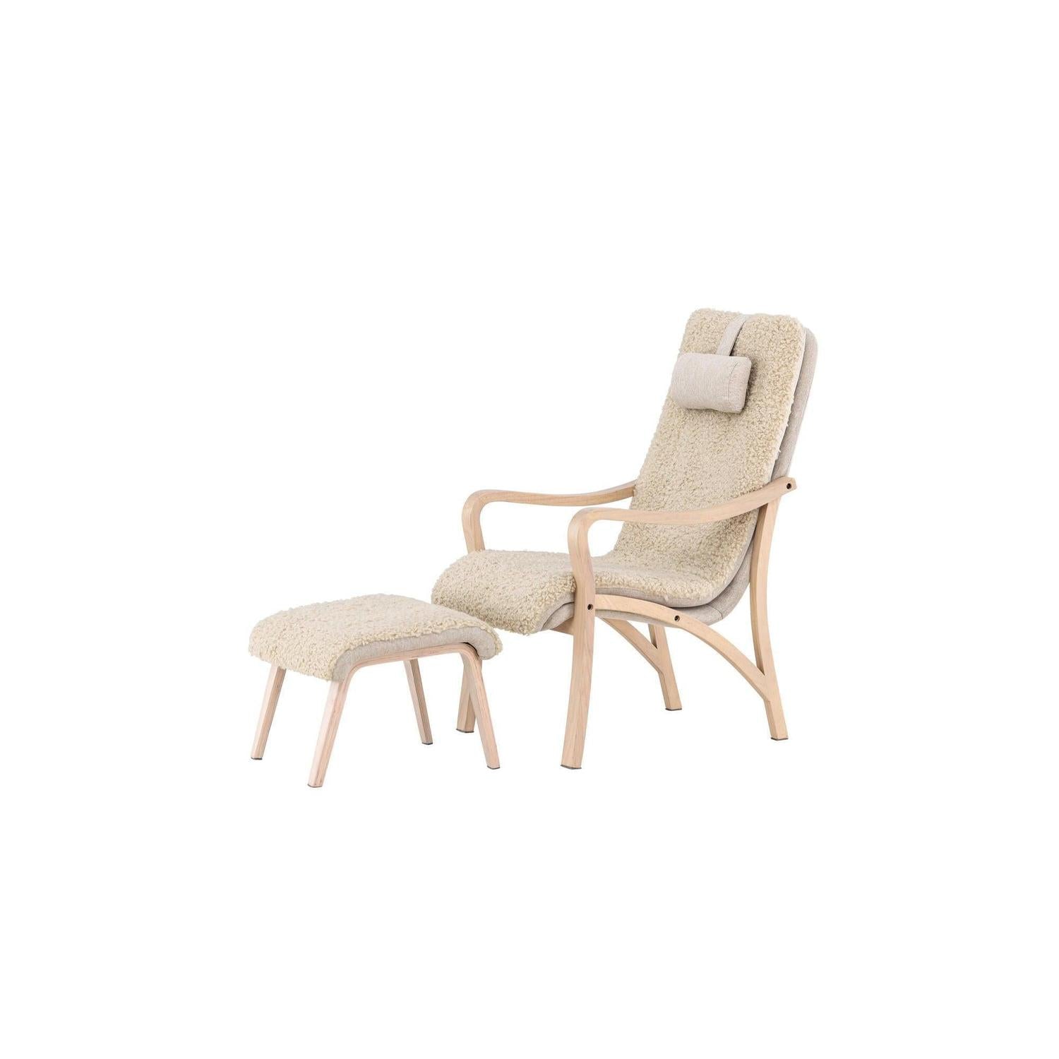 Relaxsessel Farö mit Hocker aus Teddy Bouclé - Beige-Relaxsessel-Venture Home-le canapé
