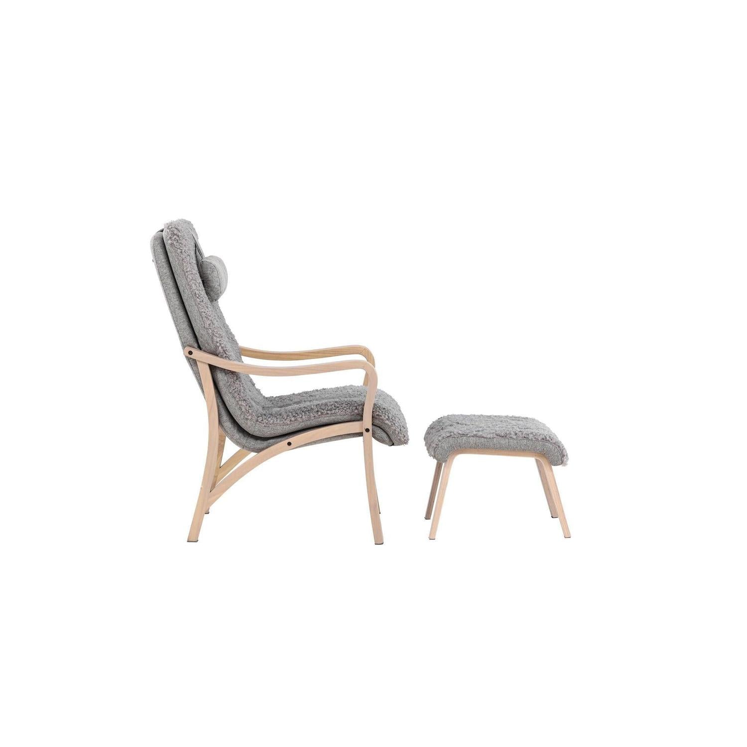 Relaxsessel Farö mit Hocker aus Teddy Bouclé - Hellgrau-Relaxsessel-Venture Home-le canapé