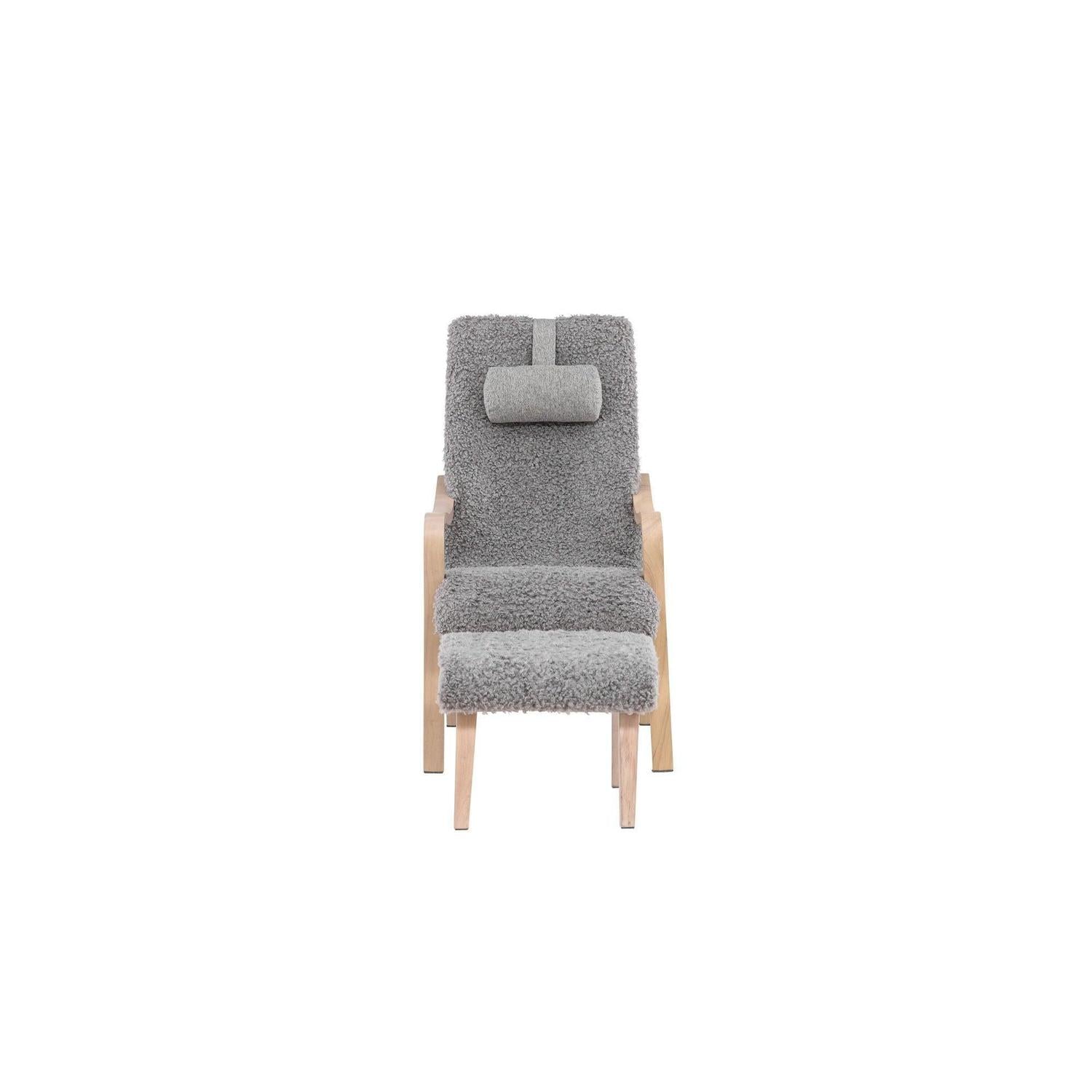 Relaxsessel Farö mit Hocker aus Teddy Bouclé - Hellgrau-Relaxsessel-Venture Home-le canapé