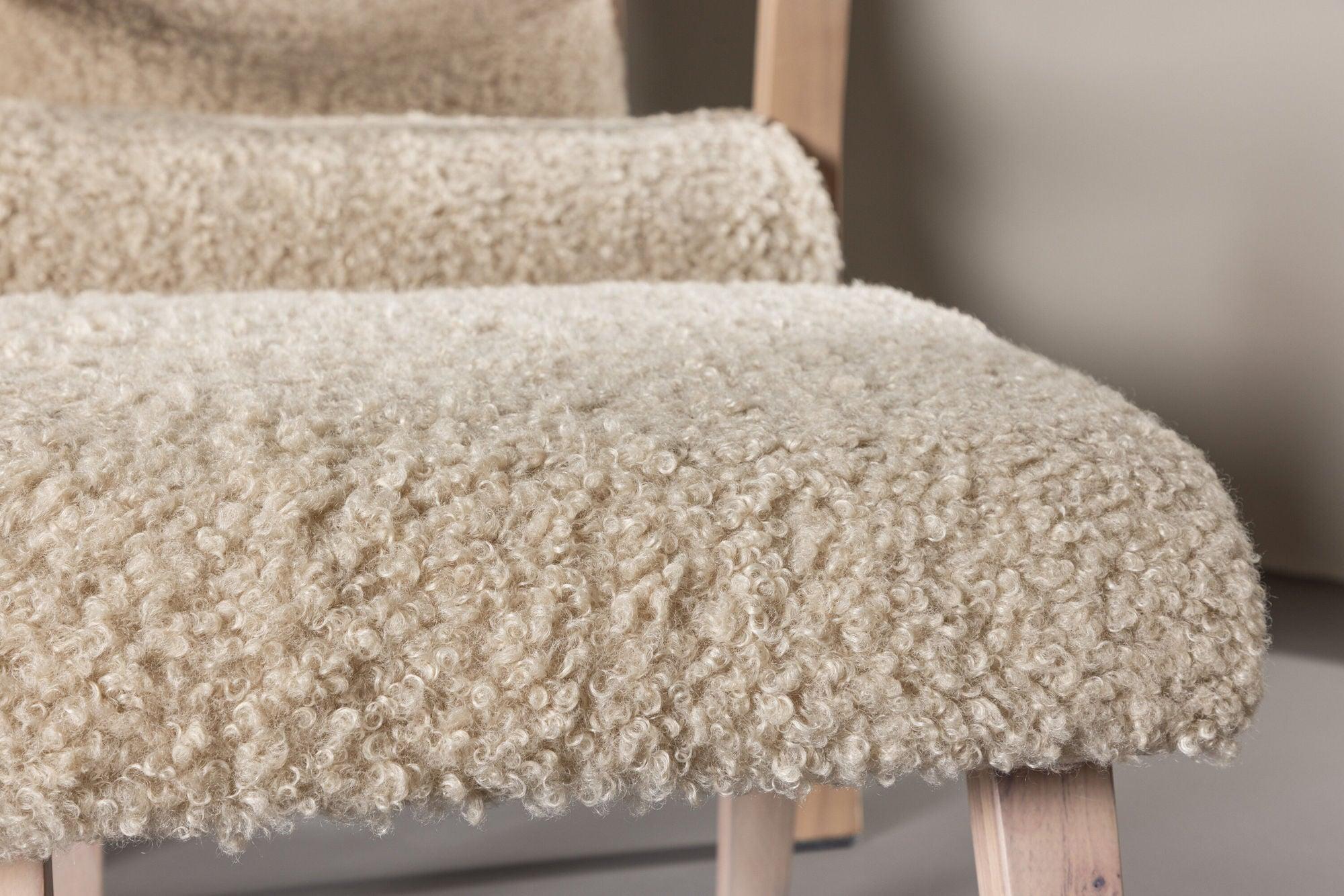 Relaxsessel Farö mit Hocker aus Teddy Bouclé - Sand-Relaxsessel-Venture Home-le canapé