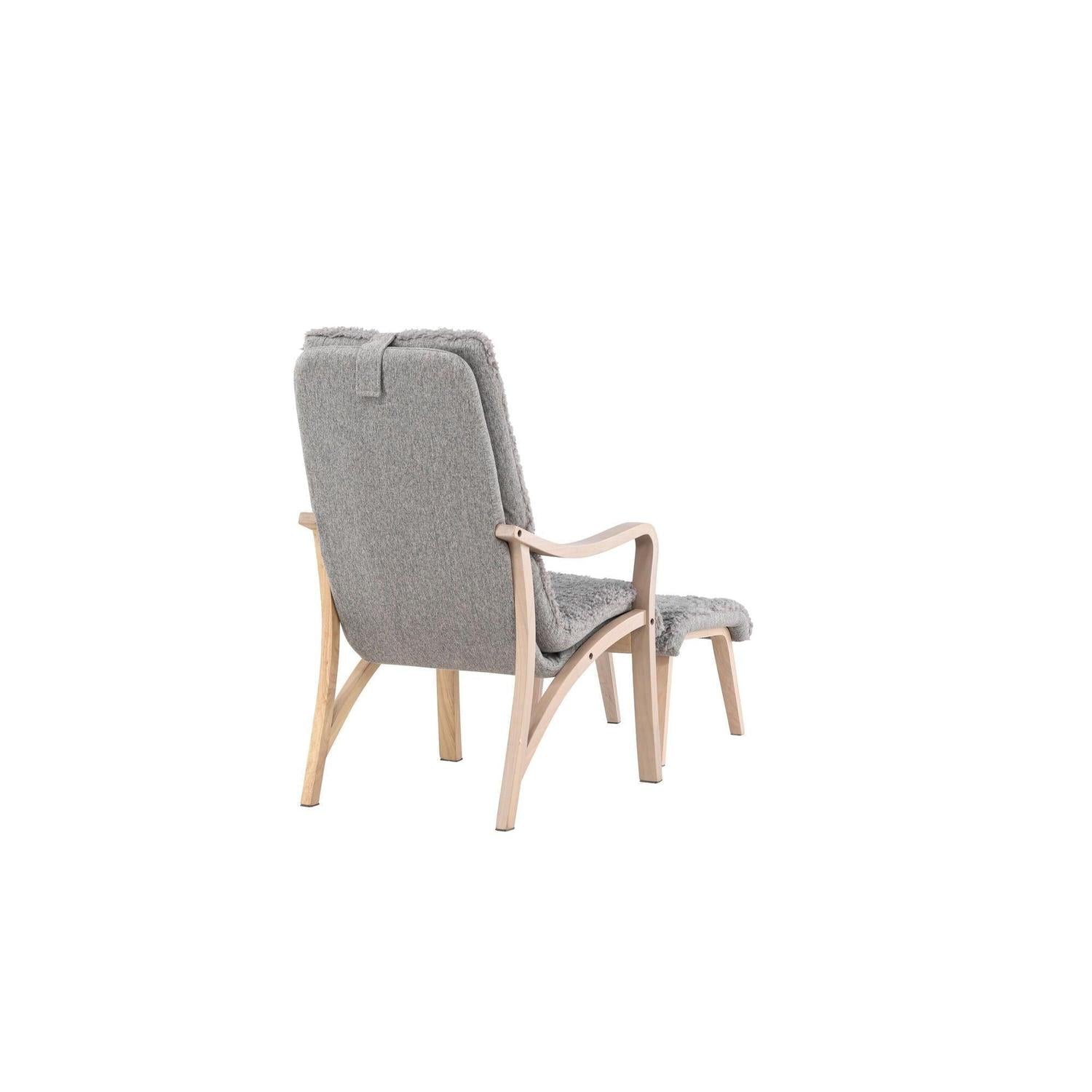 Relaxsessel Fårö mit Hocker aus Teddystoff / Bouclé - Hellgrau-Relaxsessel-Venture Home-le canapé