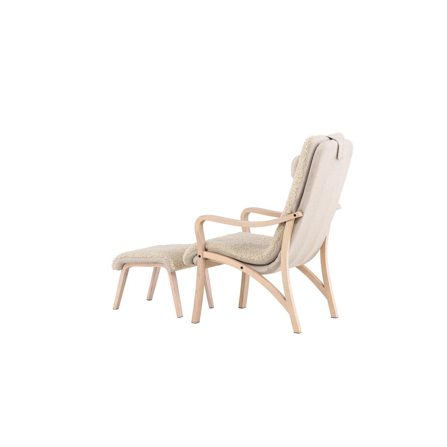 Relaxsessel Fårö mit Hocker aus Teddystoff / Bouclé - Sandfarben-Relaxsessel-Venture Home-le canapé