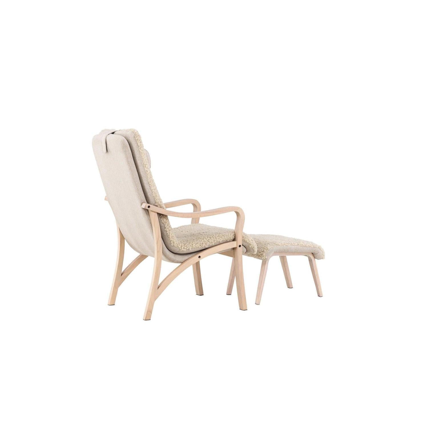 Relaxsessel Fårö mit Hocker aus Teddystoff / Bouclé - Sandfarben-Relaxsessel-Venture Home-le canapé