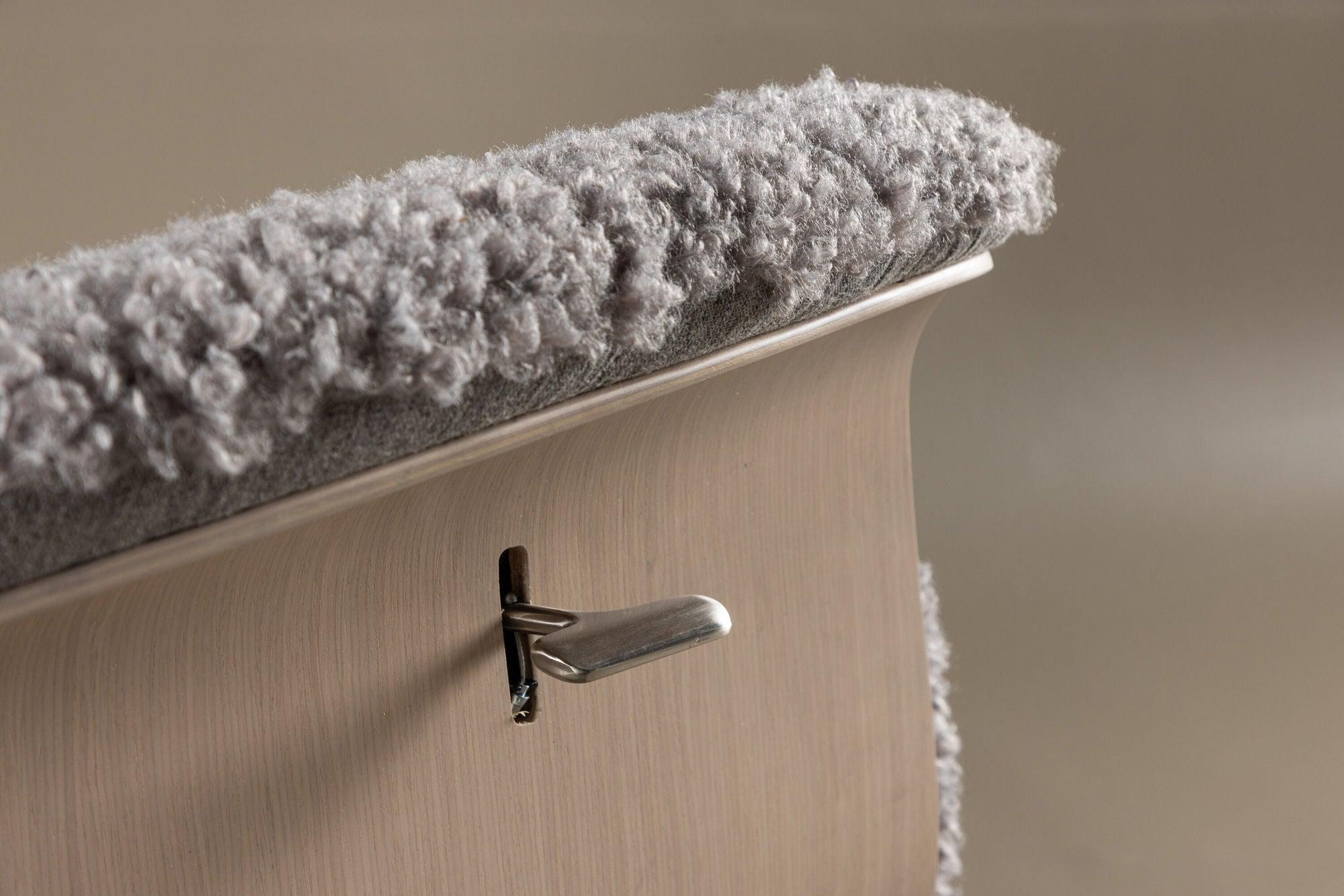 Relaxsessel Hagön mit Fußhocker aus Teddy Bouclé - Grau-Relaxsessel-Venture Home-le canapé