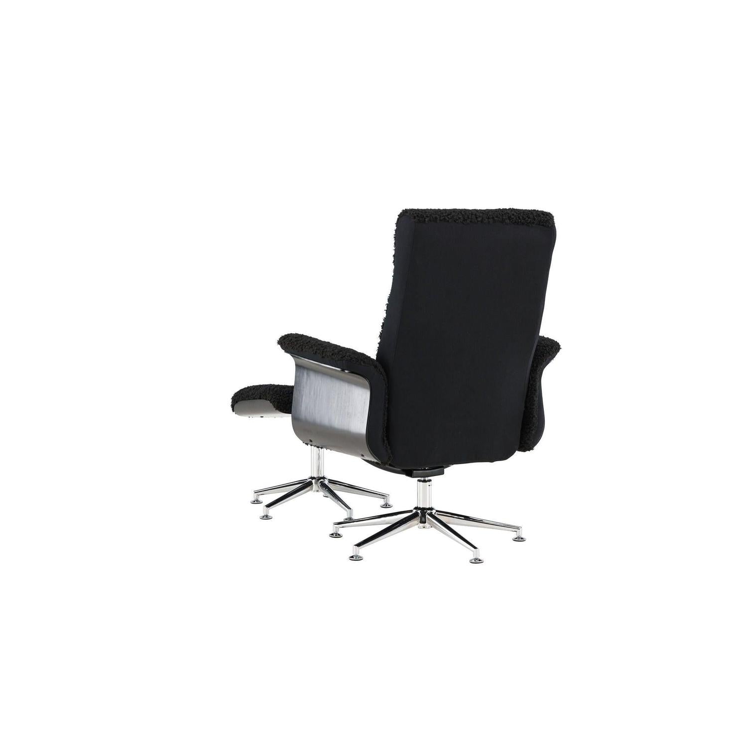 Relaxsessel Hagön mit Fußhocker aus Teddy Bouclé - Schwarz-Relaxsessel-Venture Home-le canapé