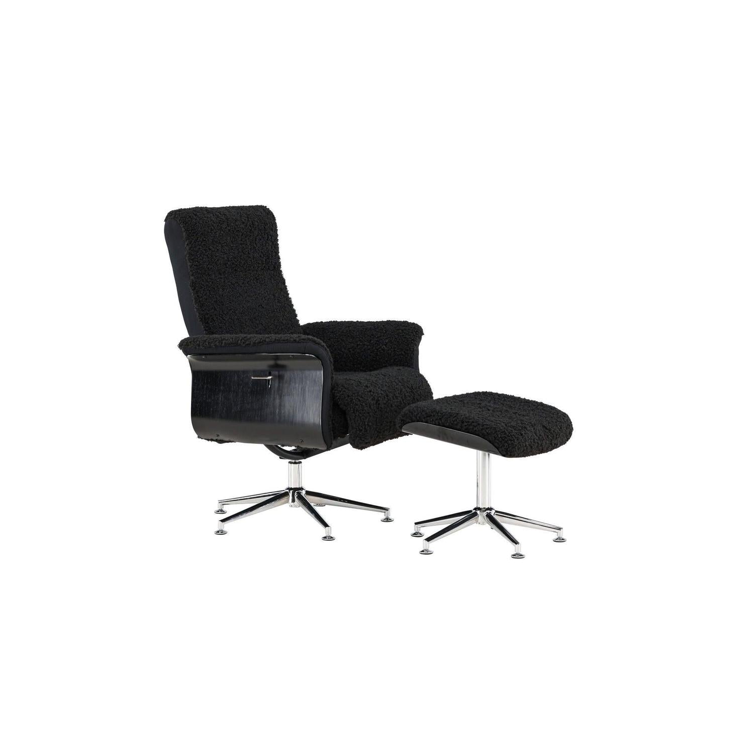 Relaxsessel Hagön mit Fußhocker - Dunkelgrau / SchwarzRelaxsessel