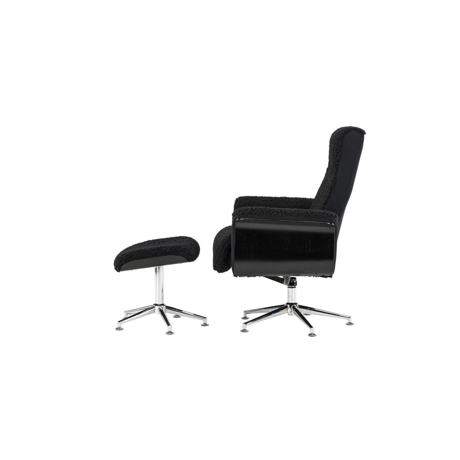 Relaxsessel Hagön mit Fußhocker - Dunkelgrau / Schwarz-Relaxsessel-Venture Home-le canapé