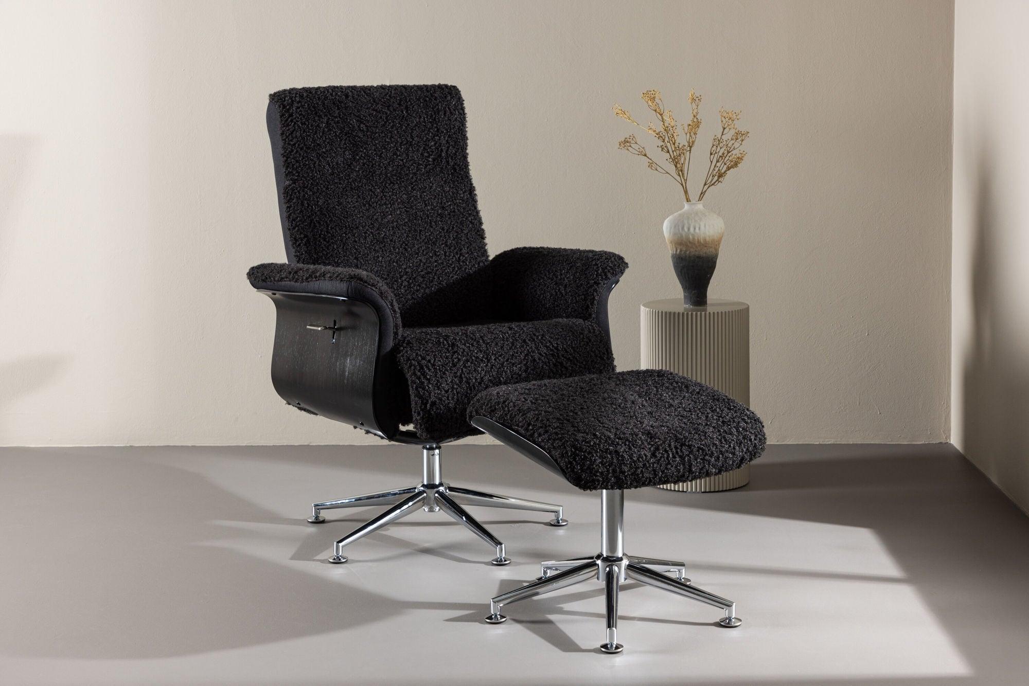 Relaxsessel Hagön mit Fußhocker - Dunkelgrau / Schwarz-Relaxsessel-Venture Home-le canapé
