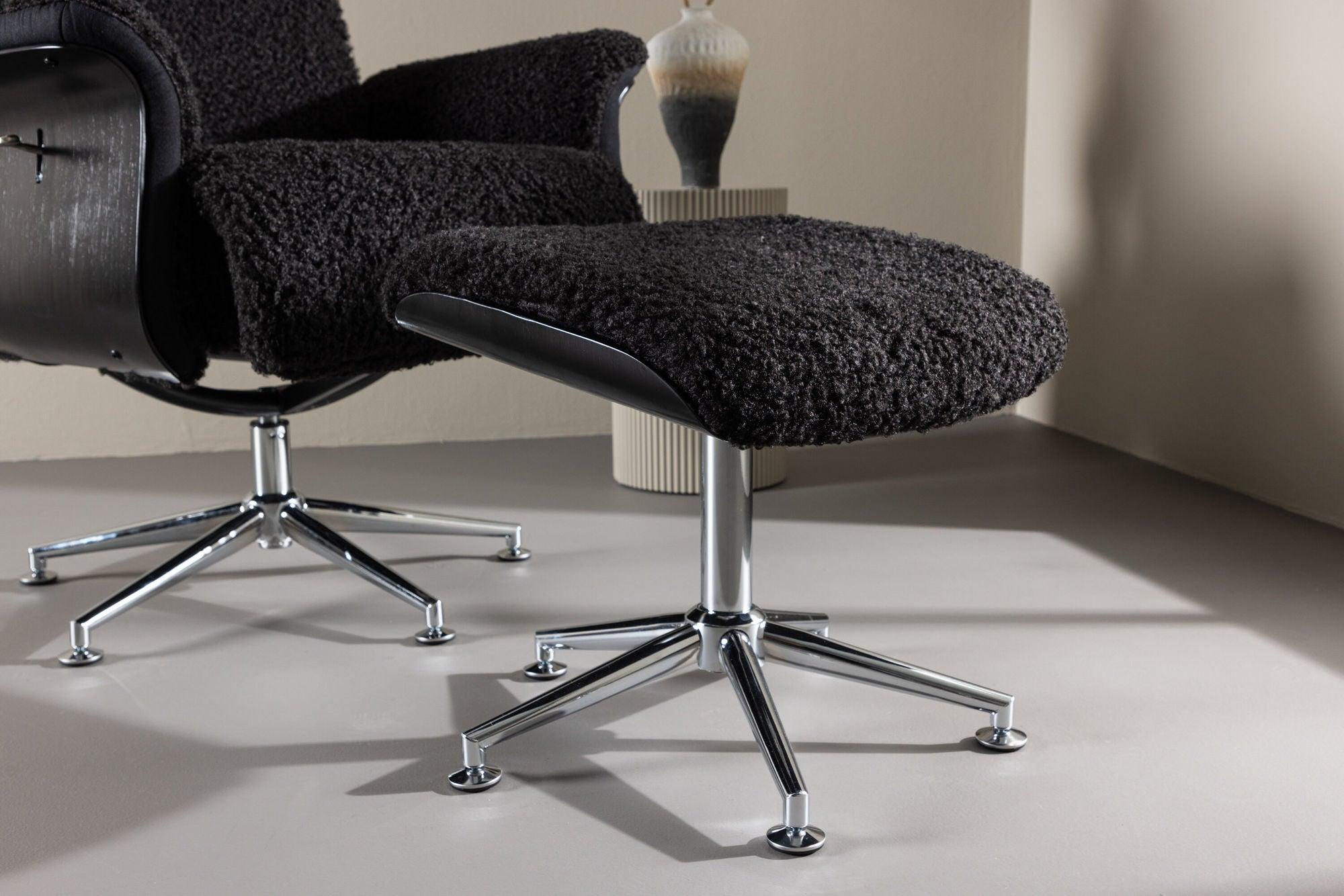 Relaxsessel Hagön mit Fußhocker - Dunkelgrau / Schwarz-Relaxsessel-Venture Home-le canapé