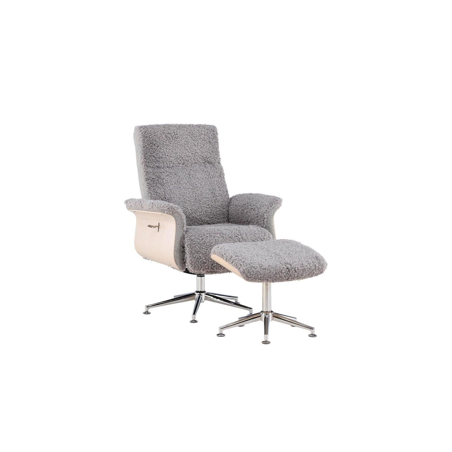 Relaxsessel Hagön mit Fußhocker - Grau / WhitewashRelaxsessel