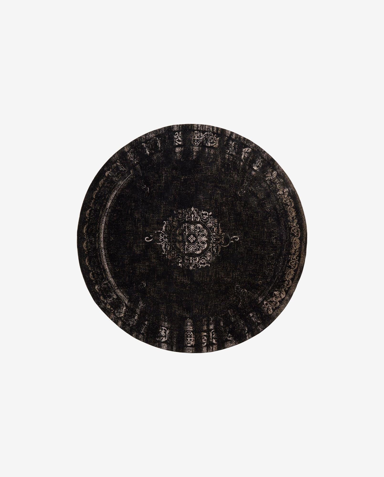 Runder GRAND Webteppich Ø240cm - Dunkelgrau/Schwarz-Teppich-Nordal A/S-le canapé