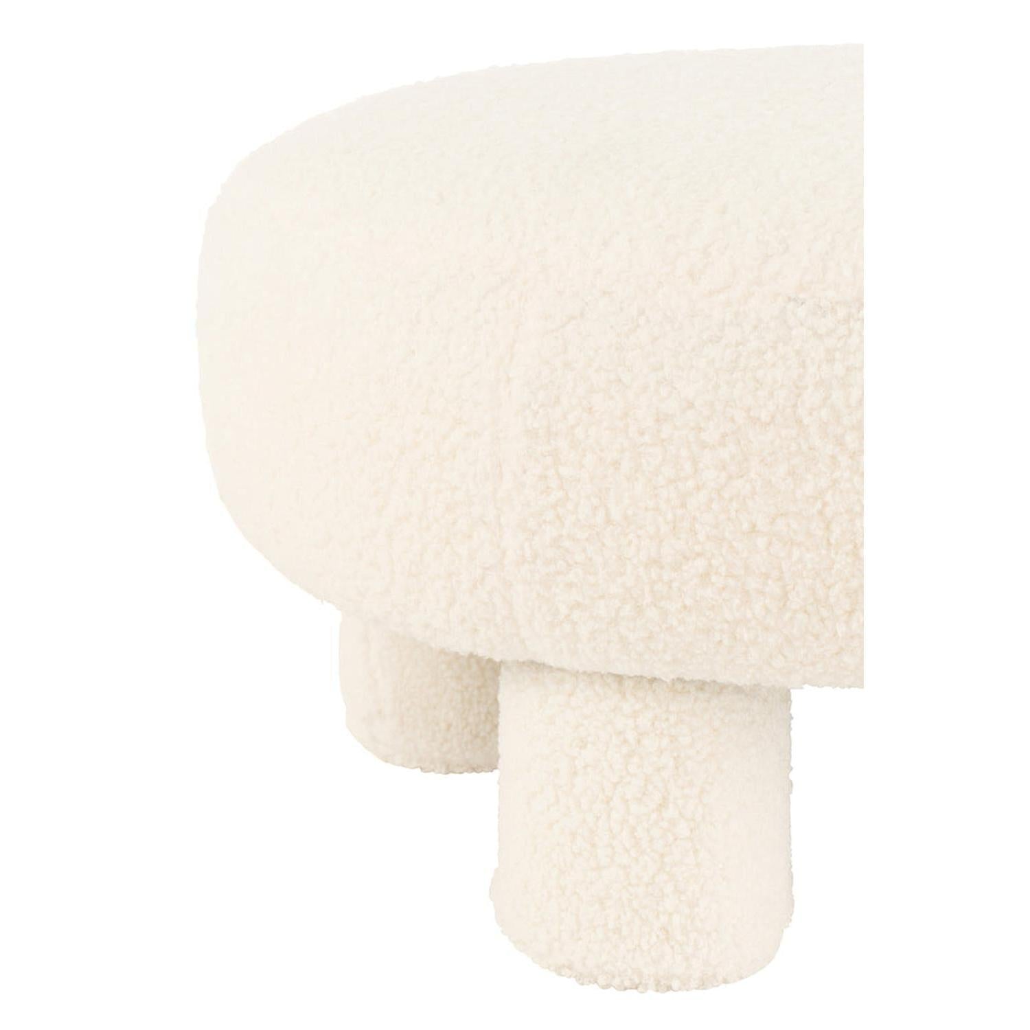 Runder Hocker Teddy aus Teddy-Bouclé - Weiß-Hocker-J-Line-le canapé