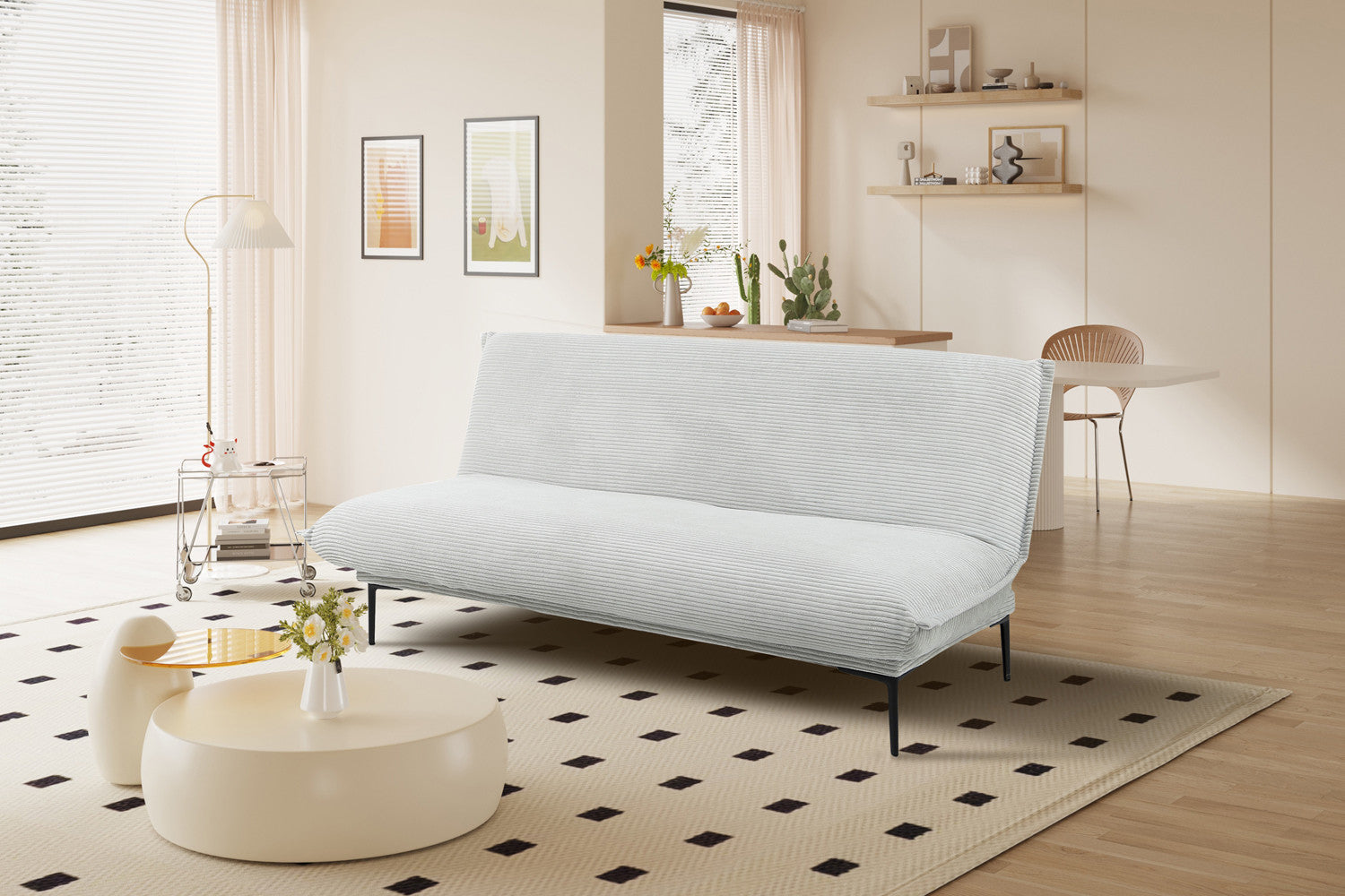 Schlafsofa Alisa aus Cord - Hellgrau-Schlafsofa-Rousseau-le canapé
