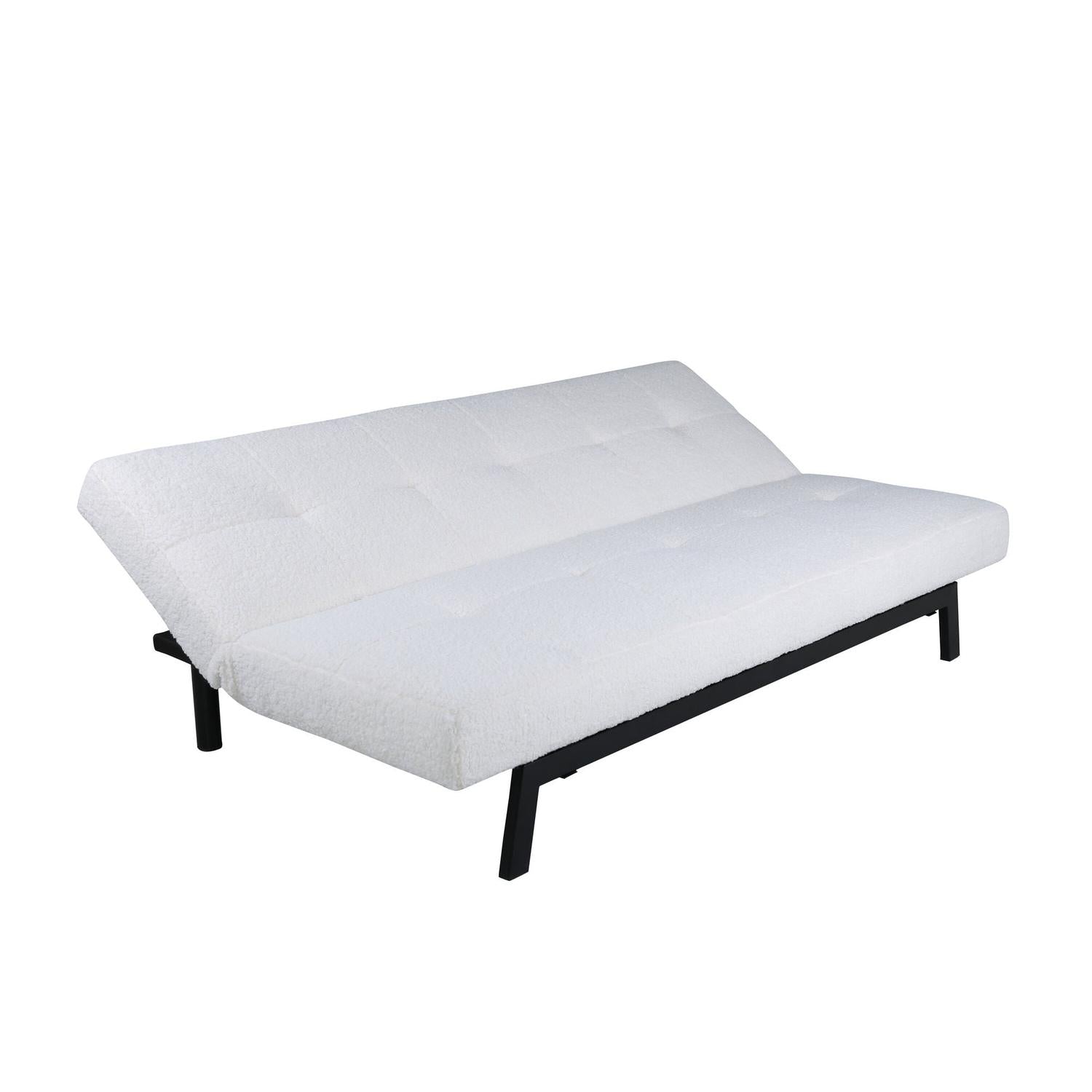 Schlafsofa Bodil 180cm aus Teddy Bouclé - Weiß-Schlafsofa-Venture Home-le canapé